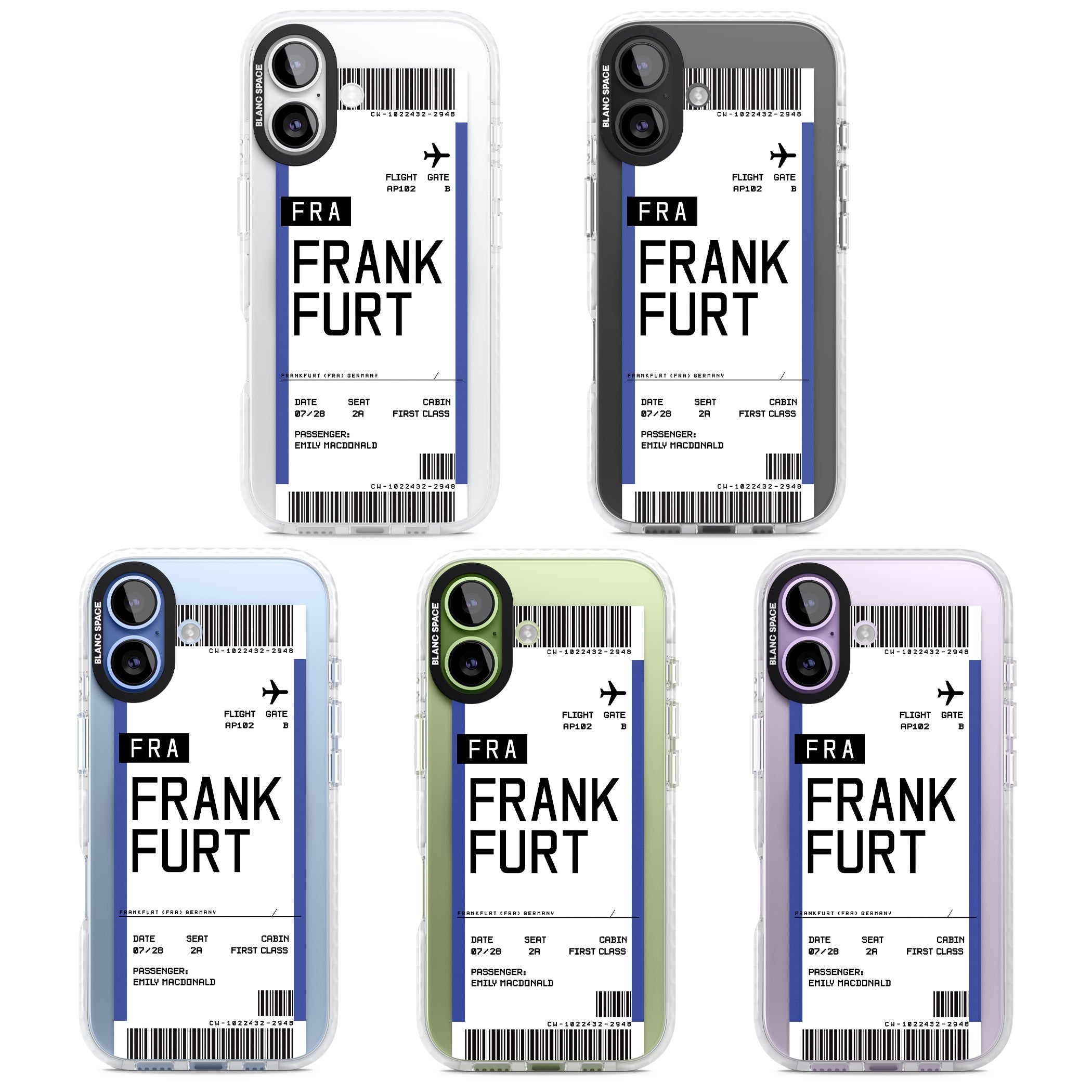 Personalised Frankfurt Boarding Pass iPhone 17 Impact Pro Clear Phone Case APT Impact Protection