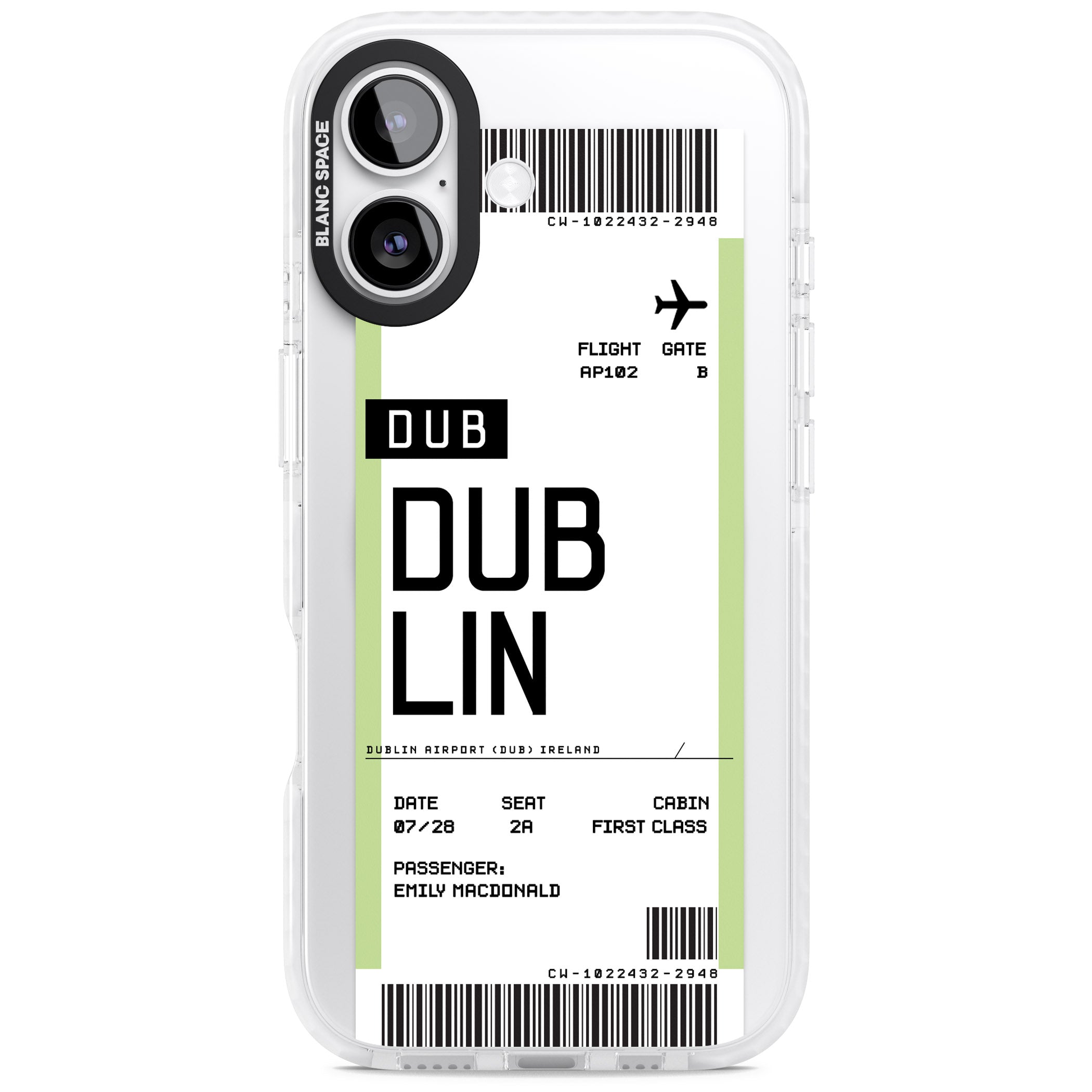 Personalised Dublin Boarding Pass iPhone 17 Impact Pro Clear Phone Case