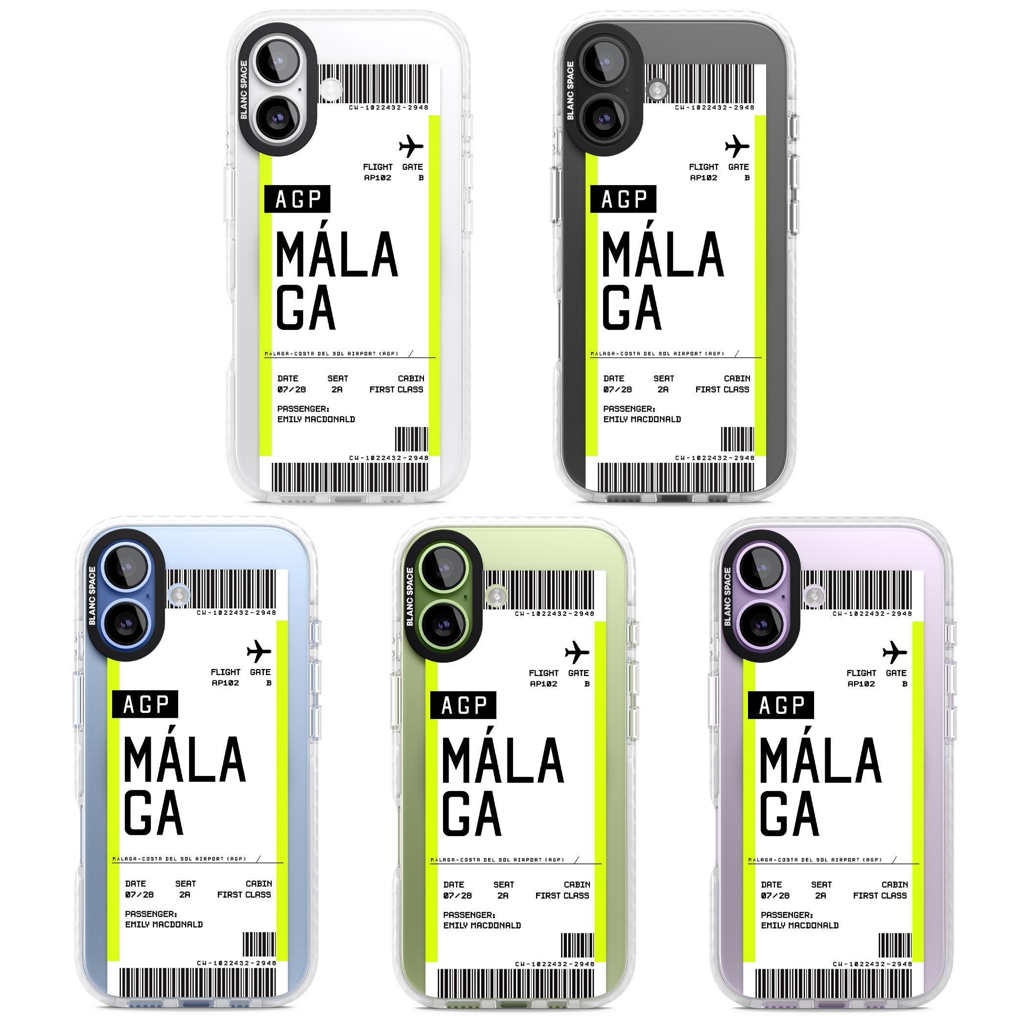 Personalised Málaga Boarding Pass iPhone 17 Impact Pro Clear Phone Case APT Impact Protection