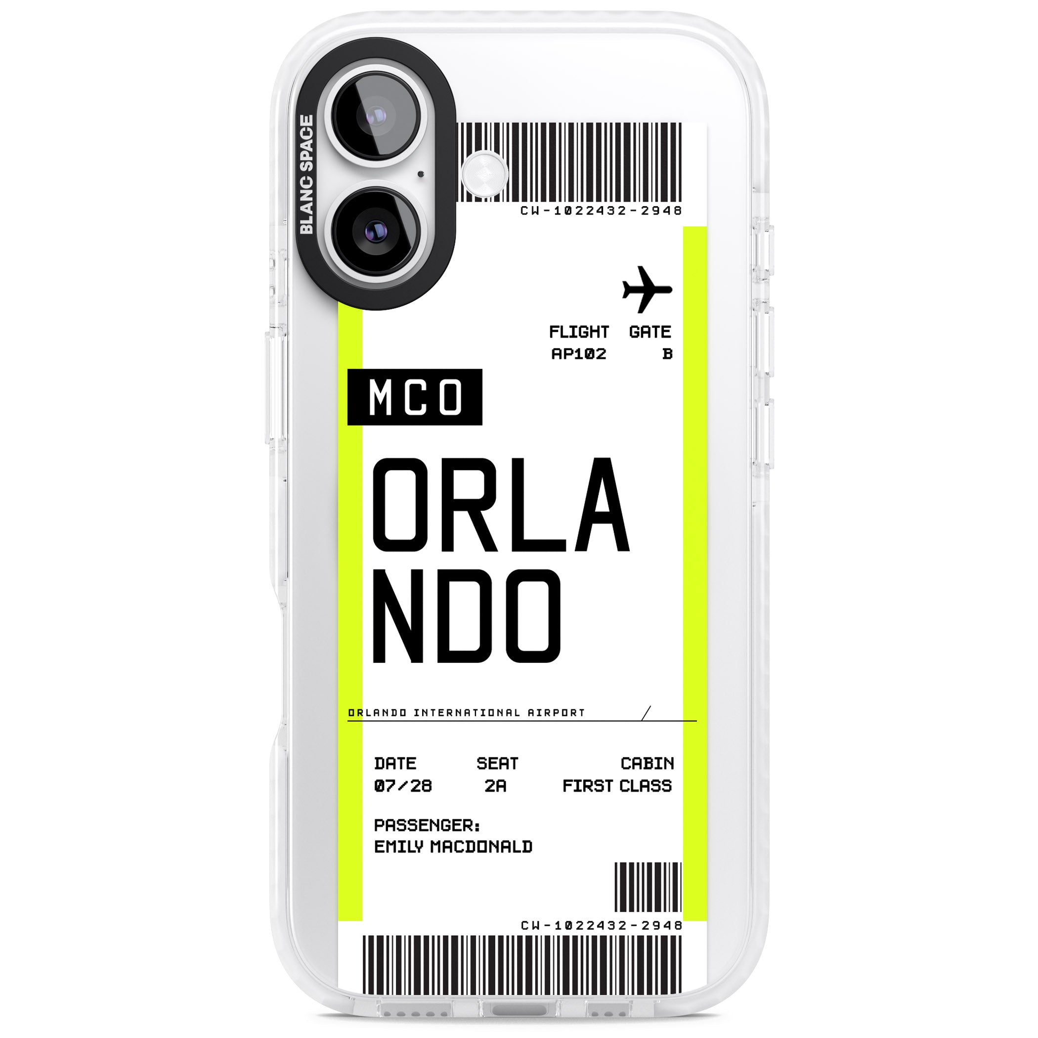 Personalised Orlando Boarding Pass iPhone 17 Impact Pro Clear Phone Case