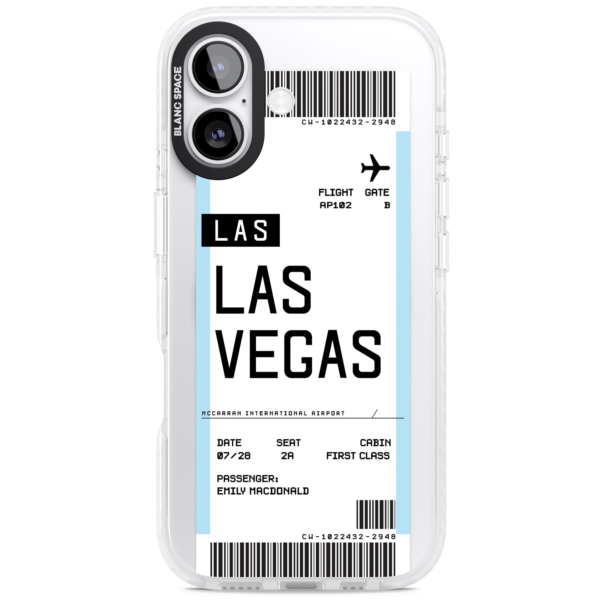 Personalised Las Vegas Boarding Pass iPhone 17 Impact Pro Clear Phone Case