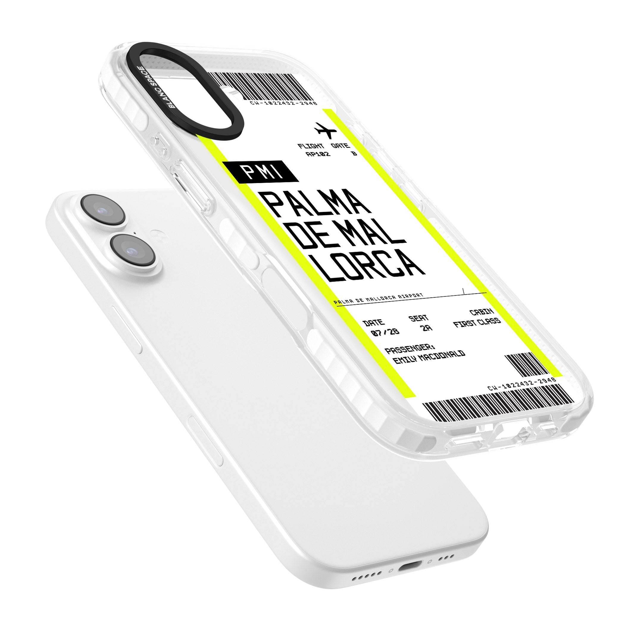 Personalised Palma De Mallorca Boarding Pass iPhone 17 Impact Pro Clear Phone Case Colours