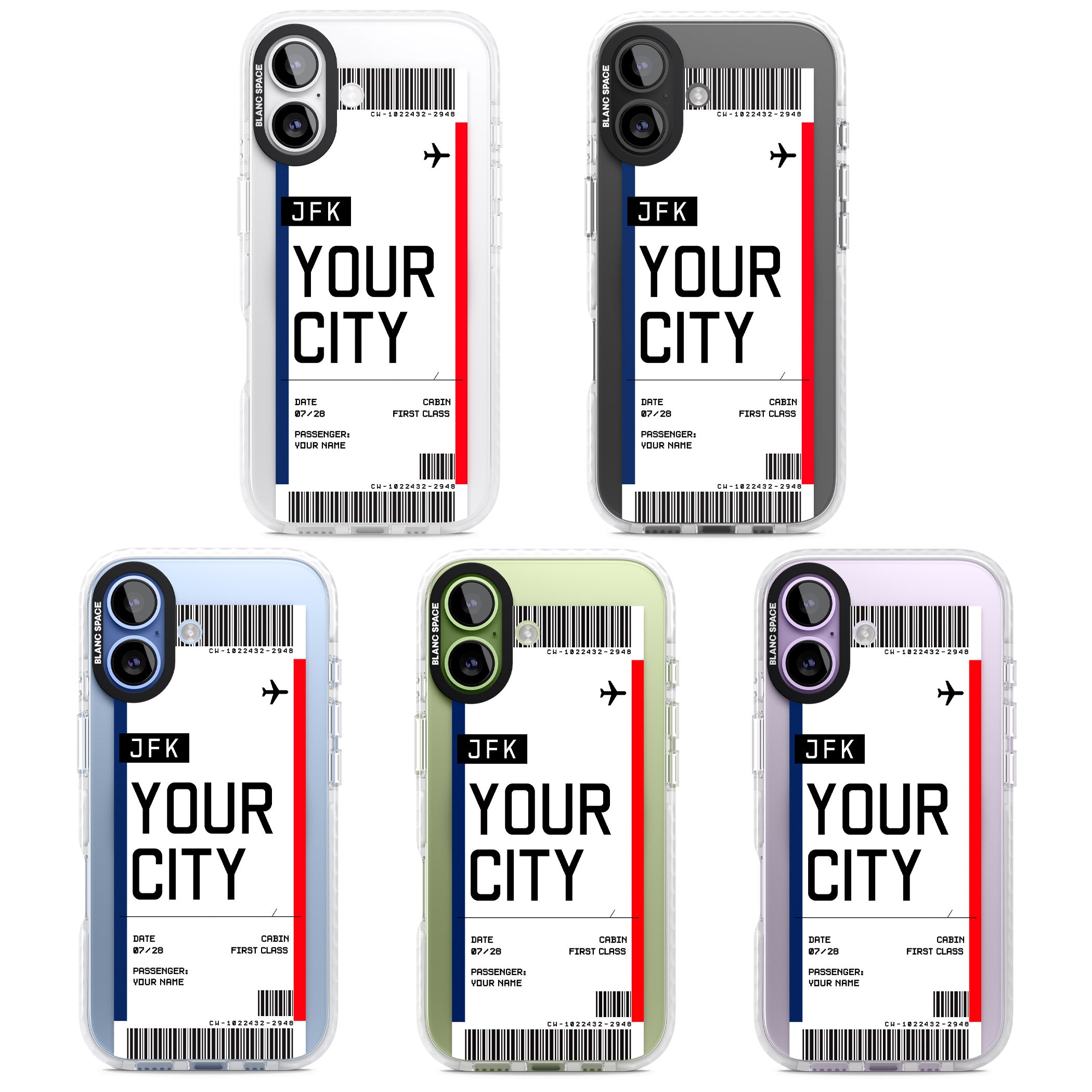 Personalised Create Your Own Boarding Pass Ticket iPhone 17 Impact Pro Clear Phone Case APT Impact Protection