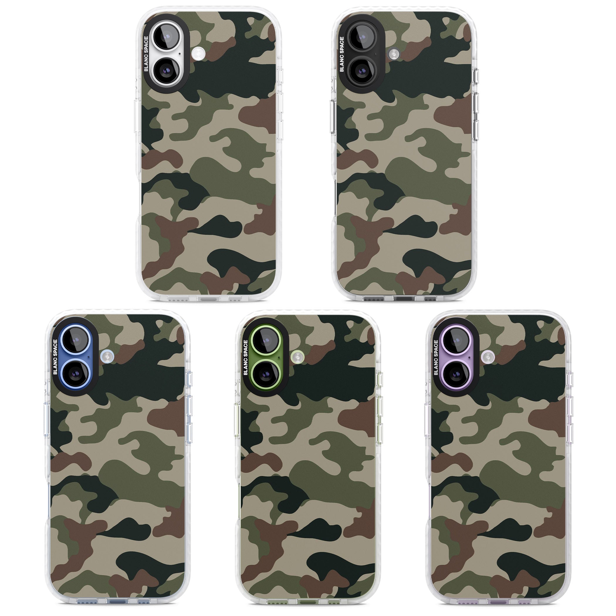 Green And Brown Camo iPhone 17 Impact Pro Clear Phone Case APT Impact Protection