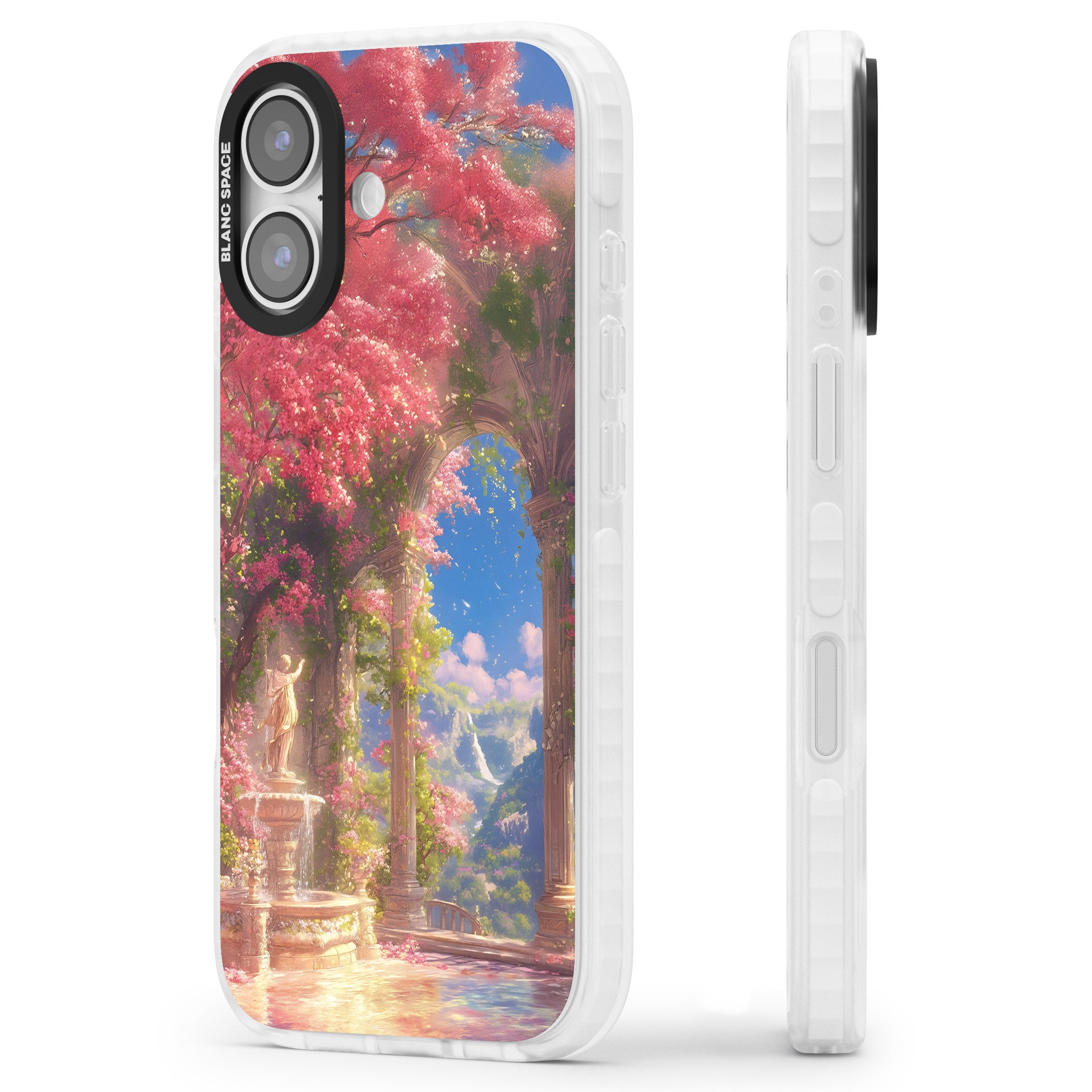 Castle Blossom iPhone 17 Impact Pro Clear Phone Case Side Profile