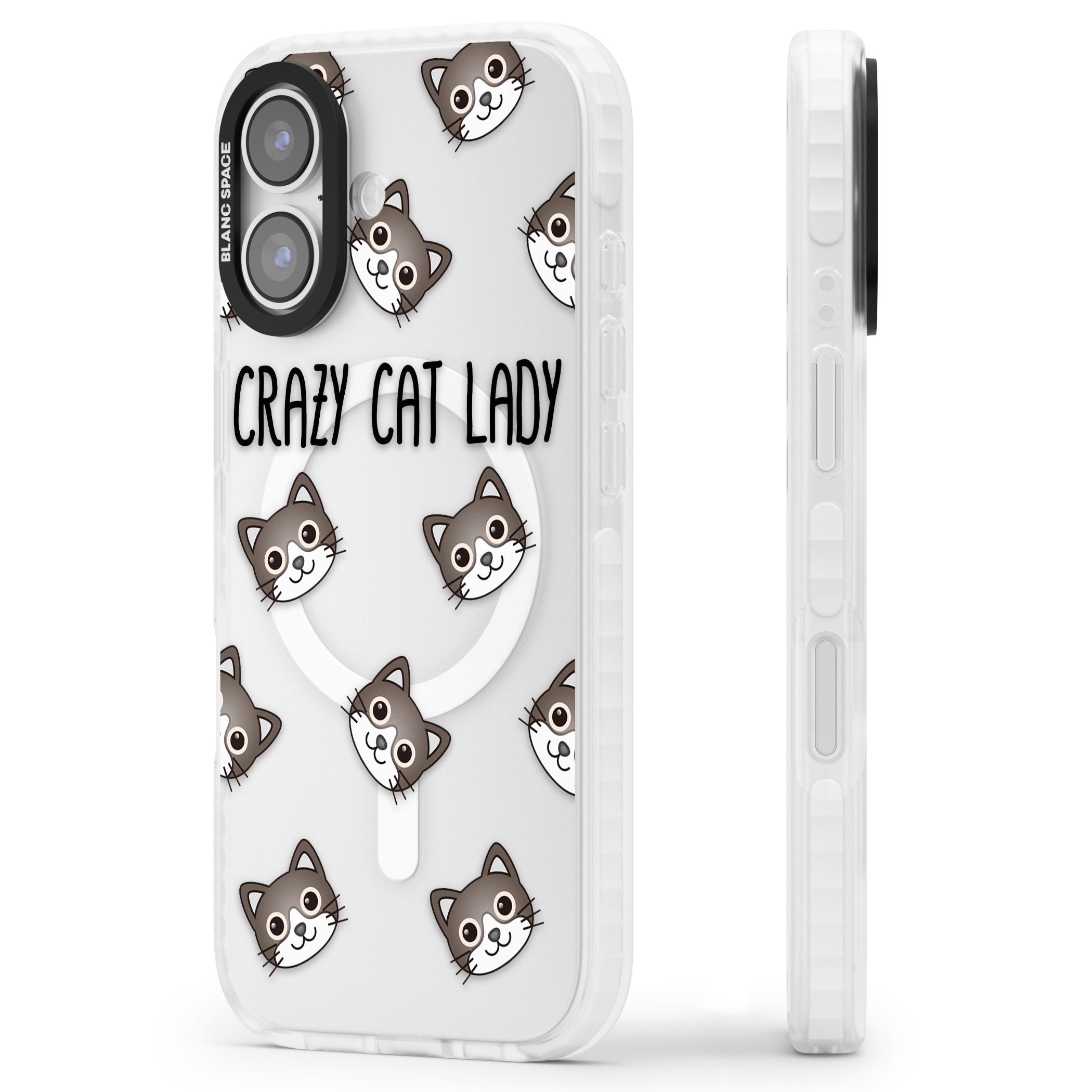 Crazy Cat Lady iPhone 17 Impact Pro Clear Phone Case Side Profile