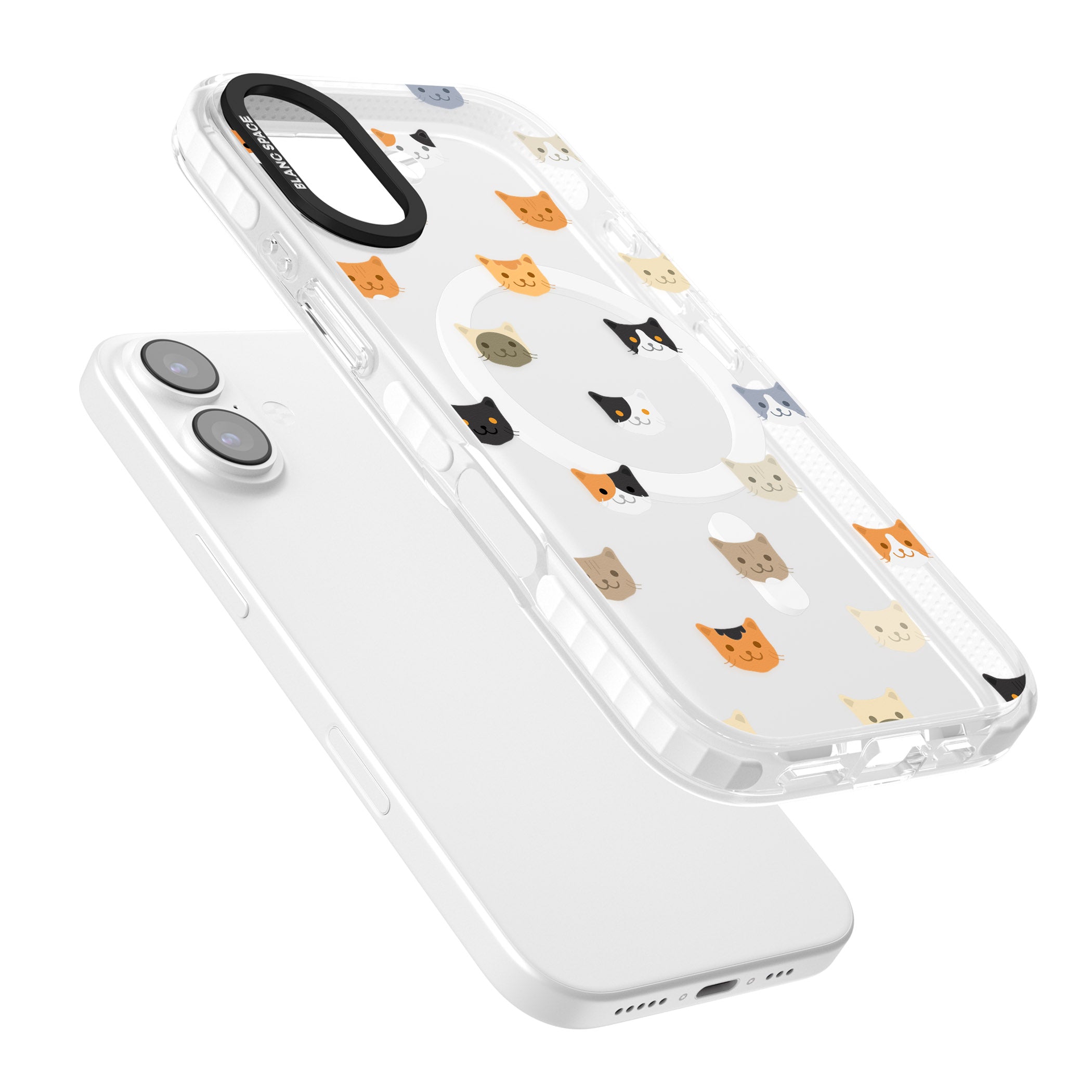 Cute Cat Face Transparent iPhone 17 Impact Pro Clear Phone Case Colours