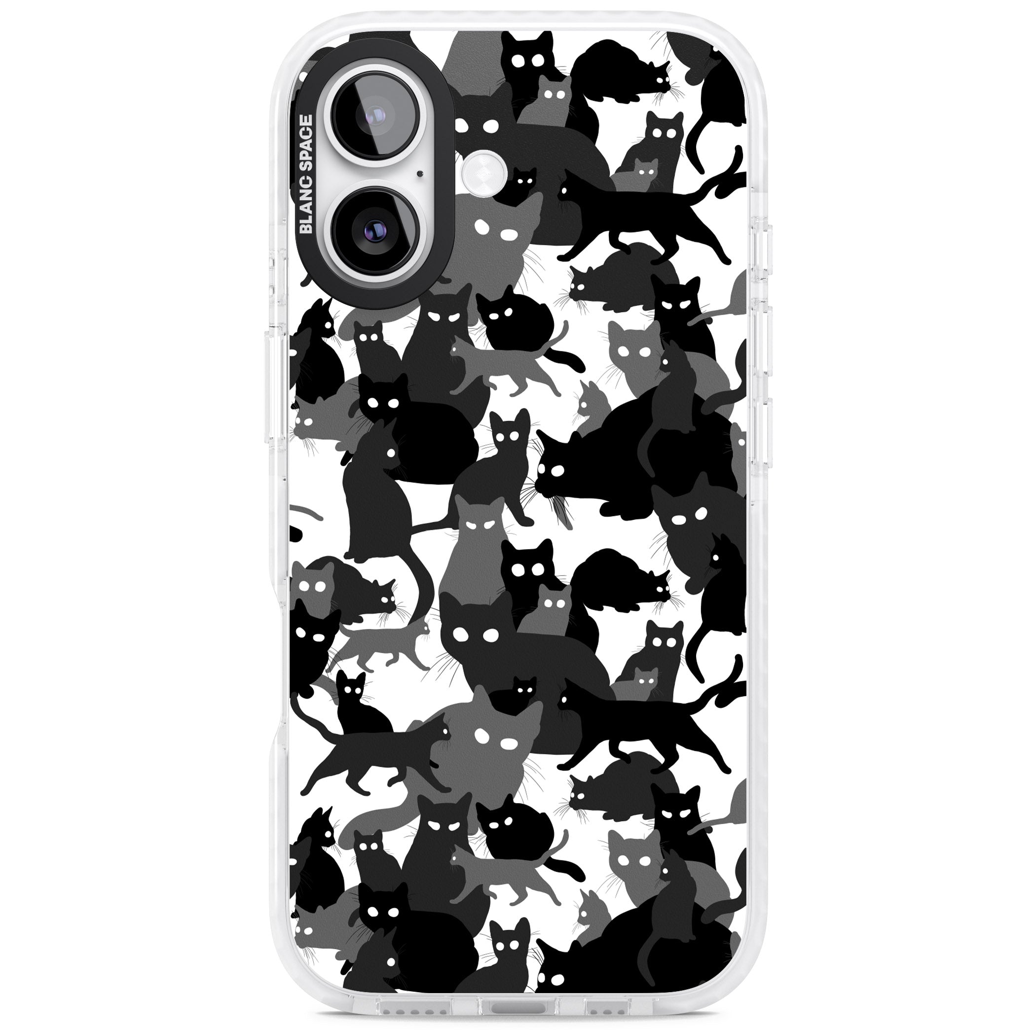 Black & White Cat Camouflage iPhone 17 Impact Pro Clear Phone Case