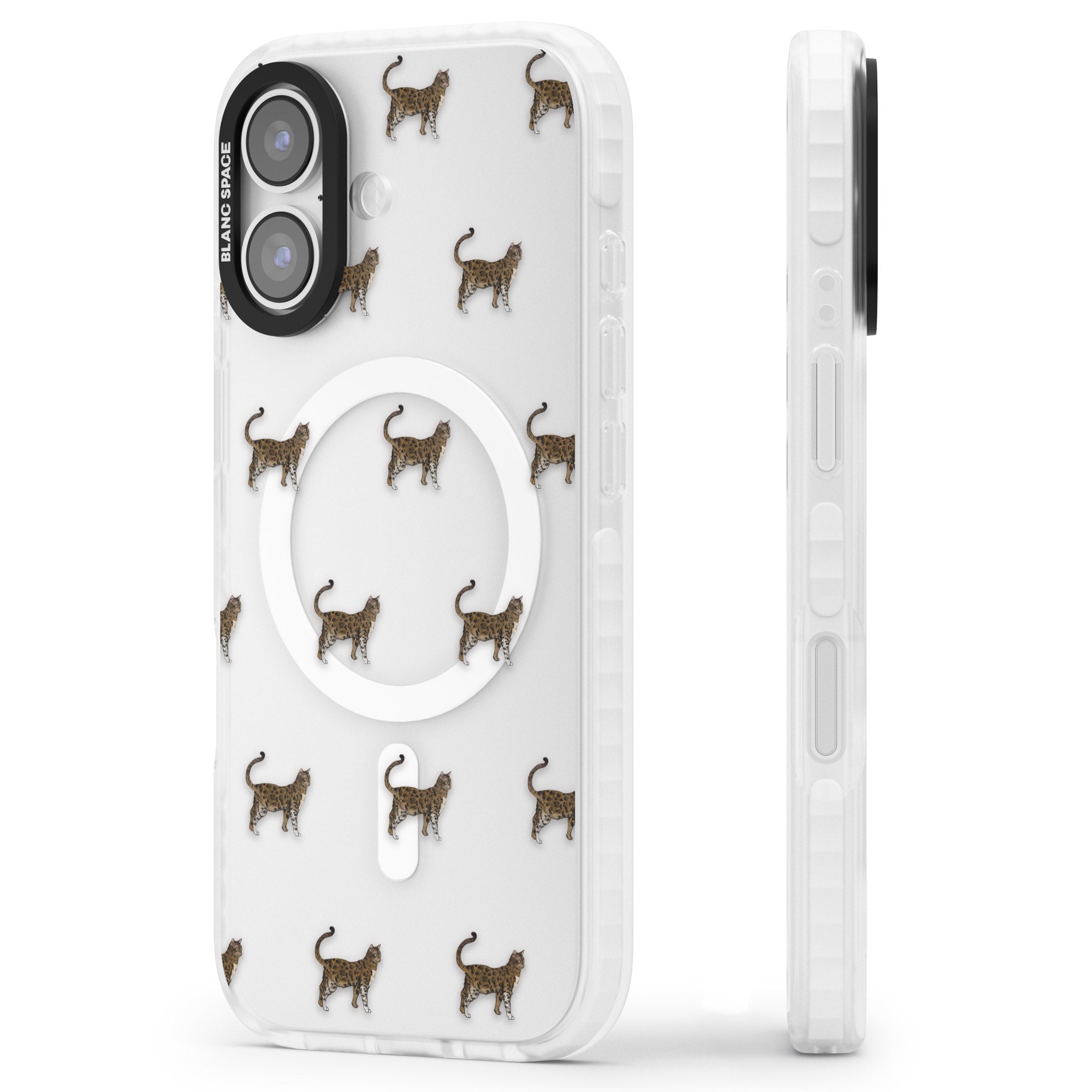 Bengal Cat Pattern iPhone 17 Impact Pro Clear Phone Case Side Profile