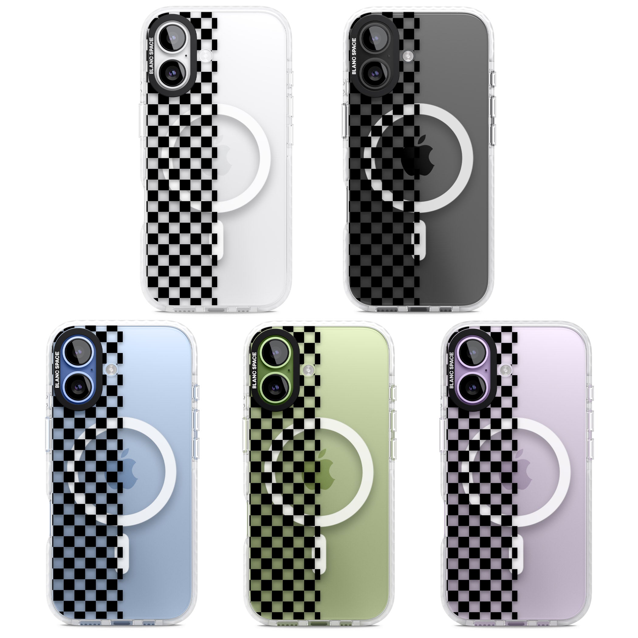Checker: Half Black Check On Clear iPhone 17 Impact Pro Clear Phone Case APT Impact Protection