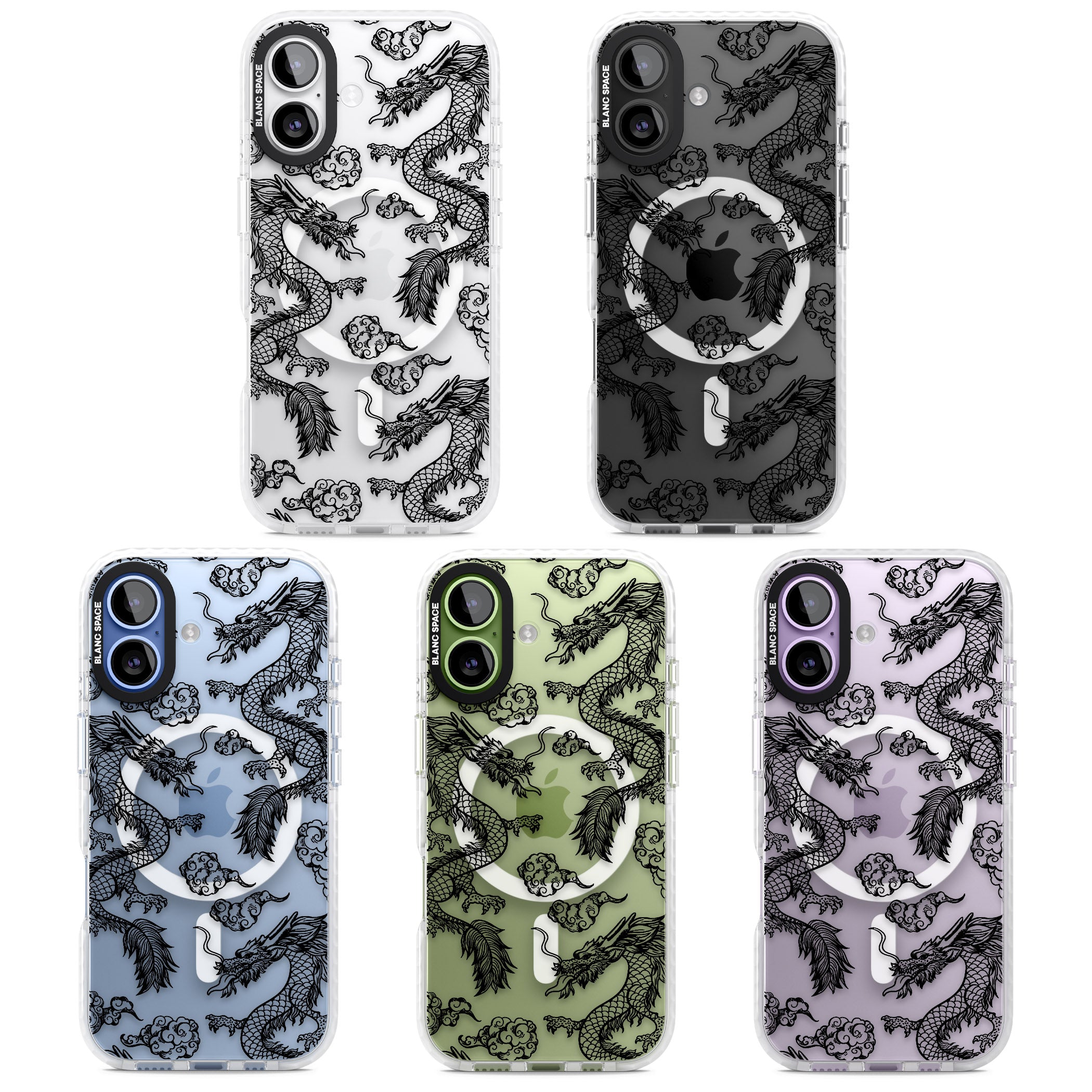 Black Dragon Pattern iPhone 17 Impact Pro Clear Phone Case APT Impact Protection