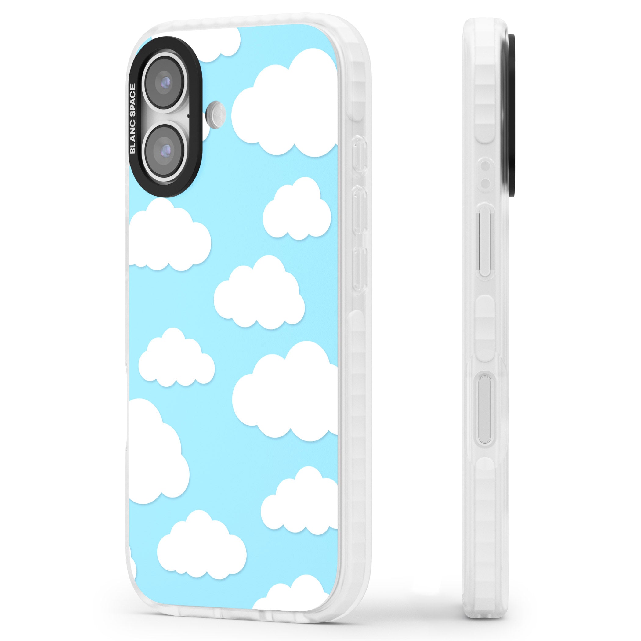 Blue Sky & Clouds Pattern iPhone 17 Impact Pro Clear Phone Case Side Profile