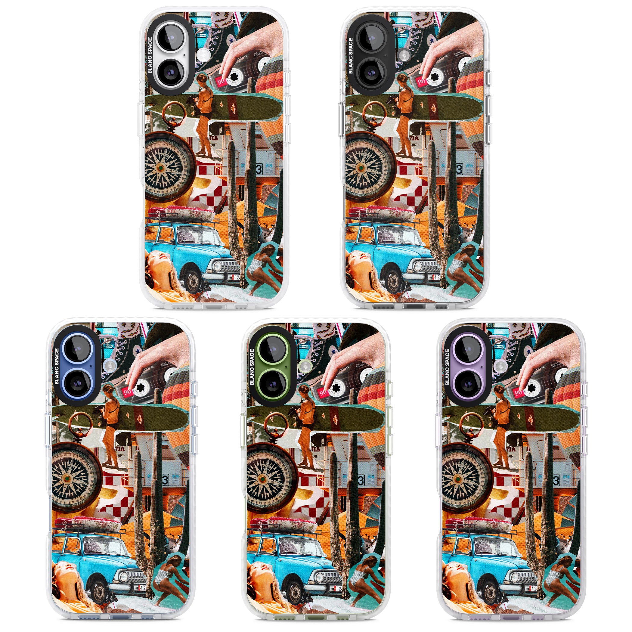 Vintage Collage: Road Trip iPhone 17 Impact Pro Clear Phone Case APT Impact Protection