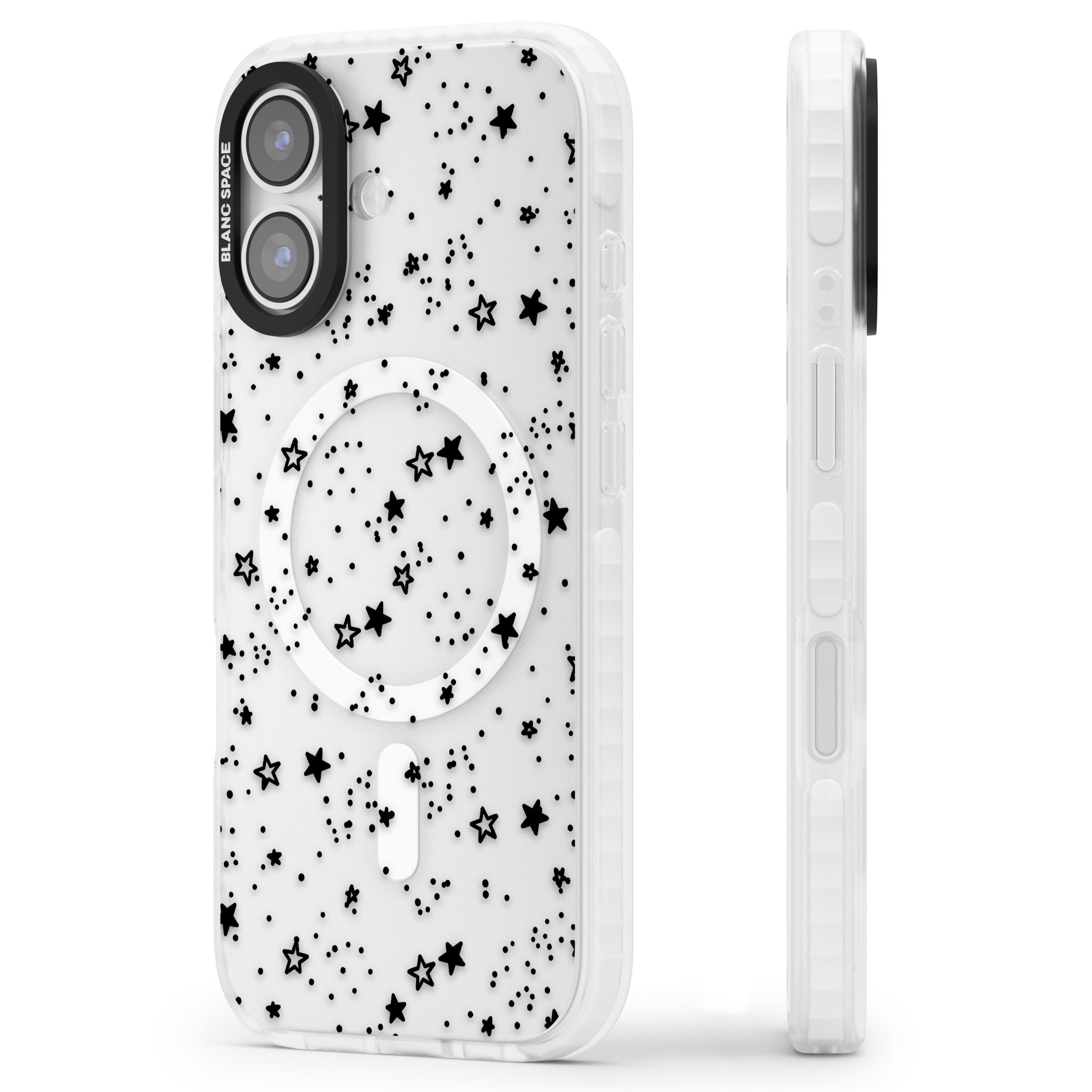 Black Star Speckle iPhone 17 Impact Pro Clear Phone Case Side Profile