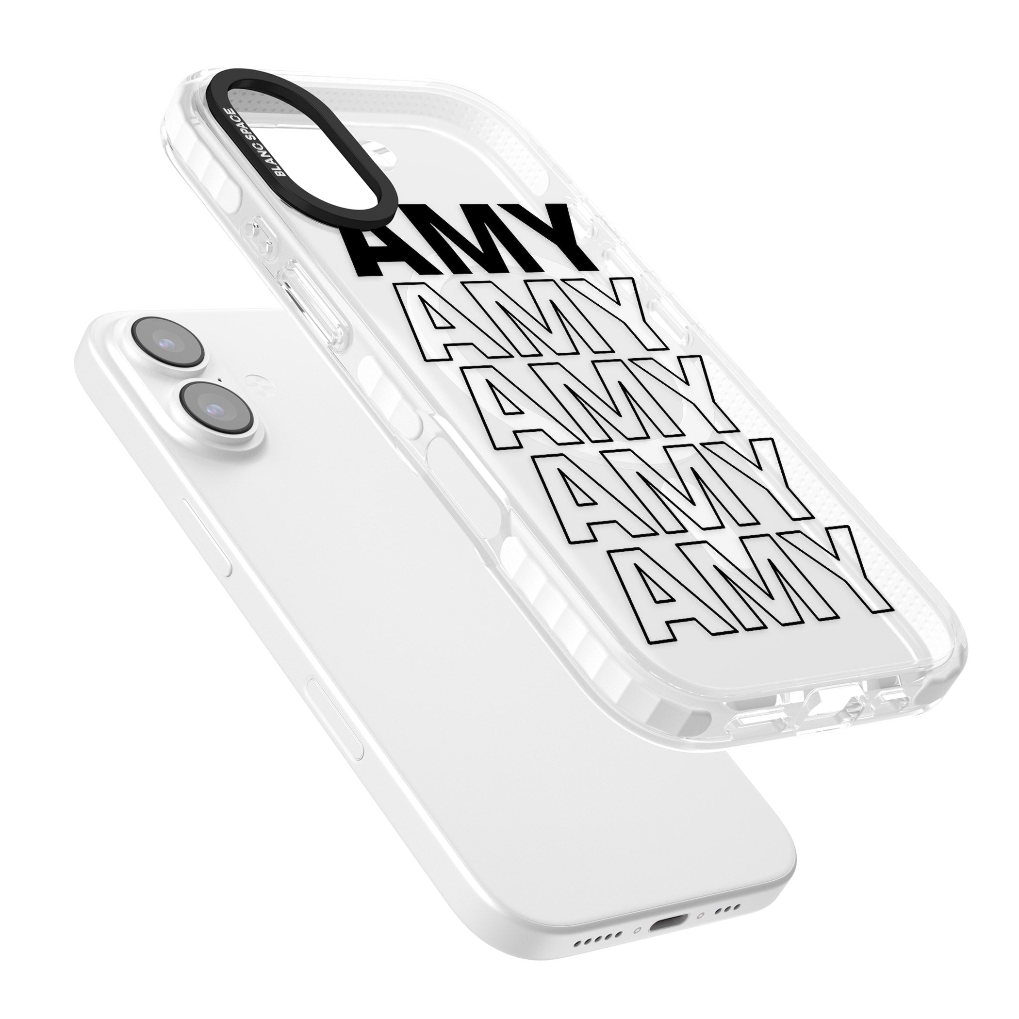 Personalised Bold Name Repetition iPhone 17 Impact Pro Clear Phone Case Colours