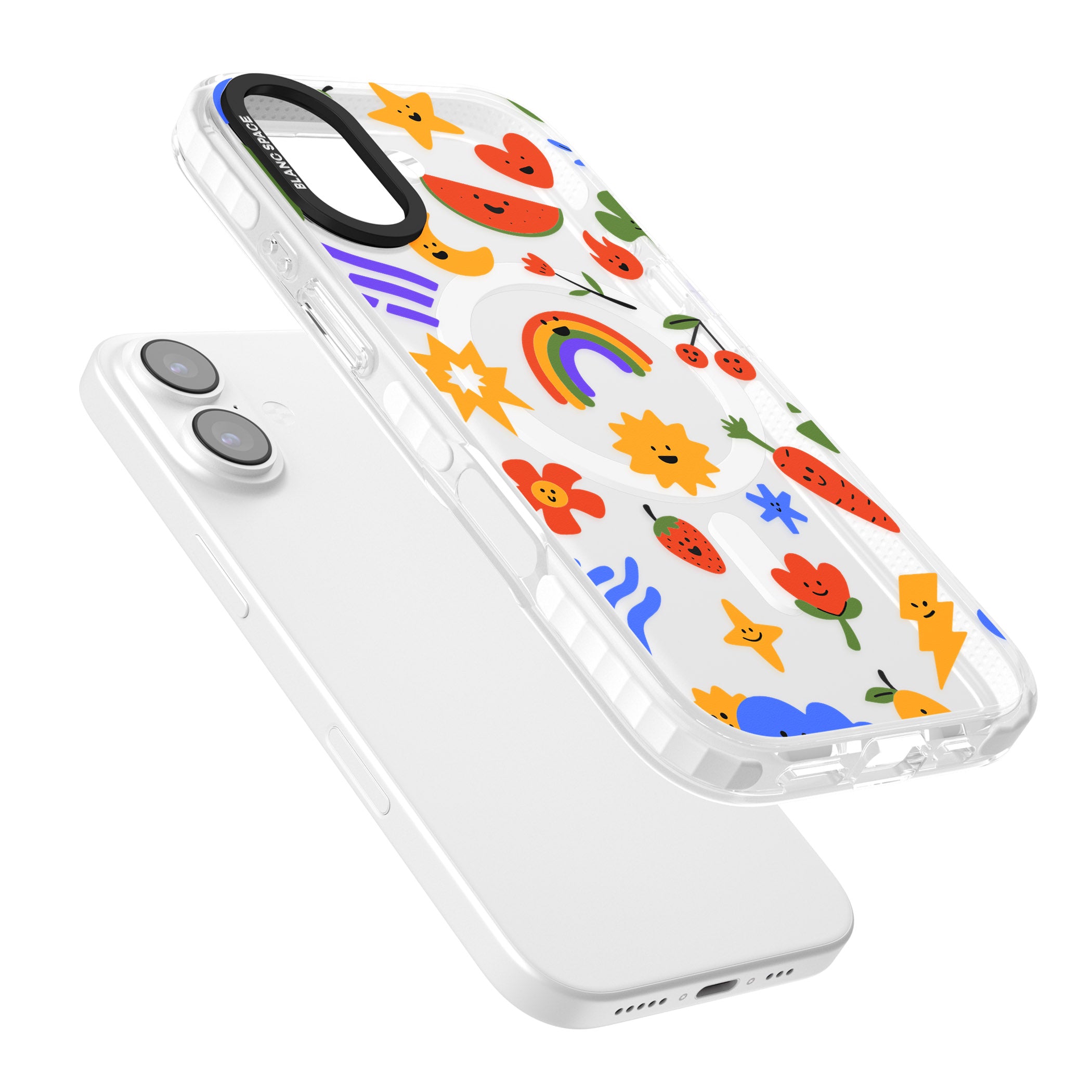 Colorful Kawaii Icons iPhone 17 Impact Pro Clear Phone Case Colours
