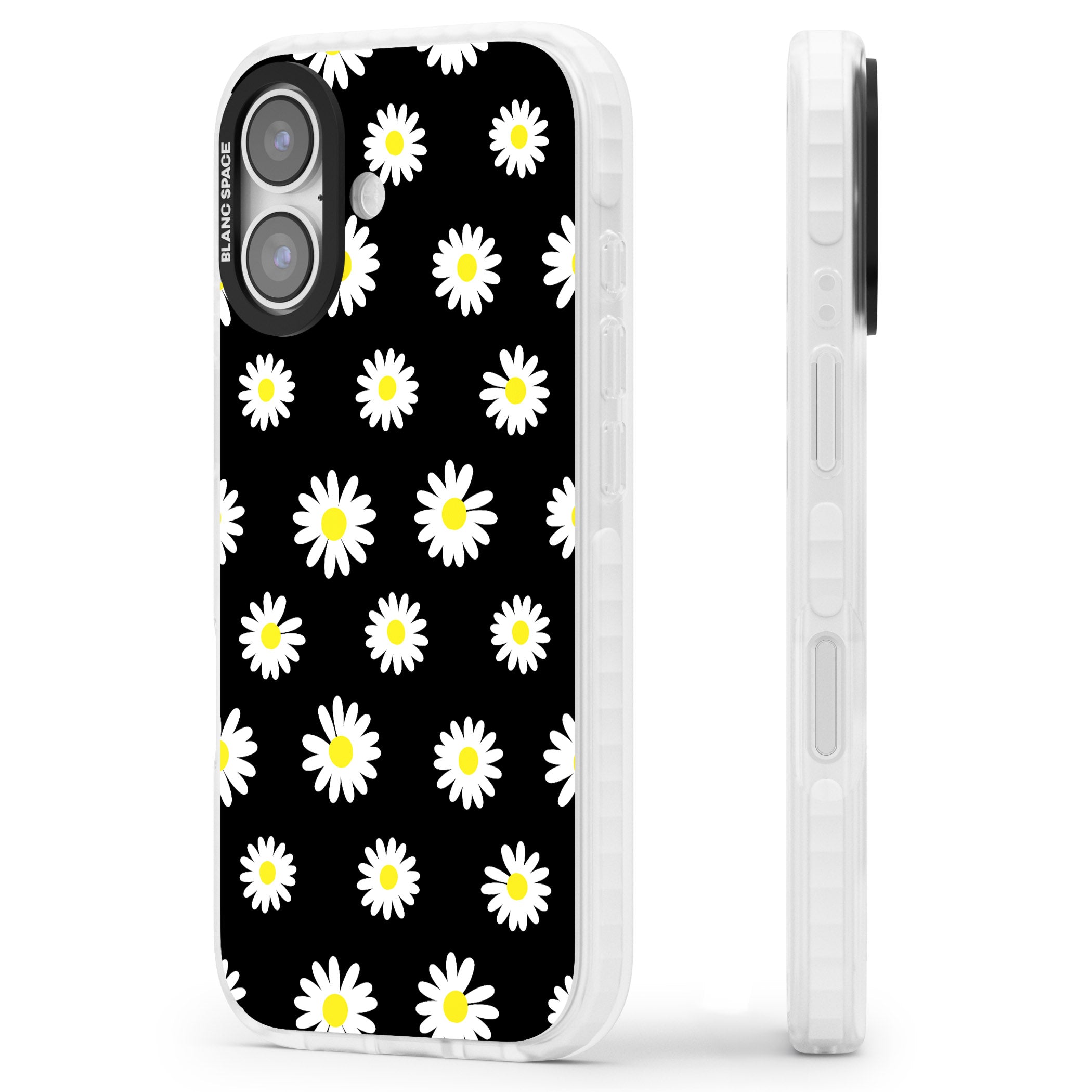 Personalised Chic Daisy Pattern iPhone 17 Impact Pro Clear Phone Case Side Profile