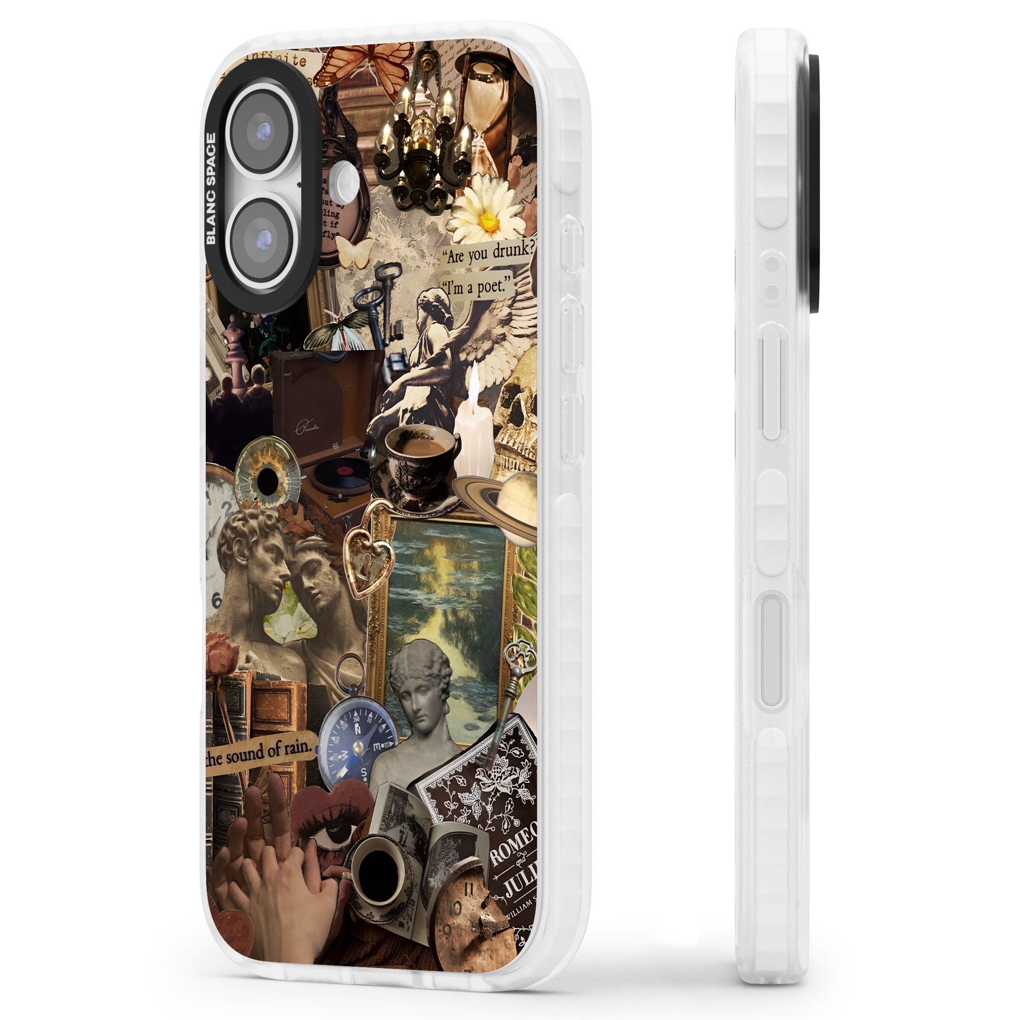 Vintage Academia Collage iPhone 17 Impact Pro Clear Phone Case Side Profile