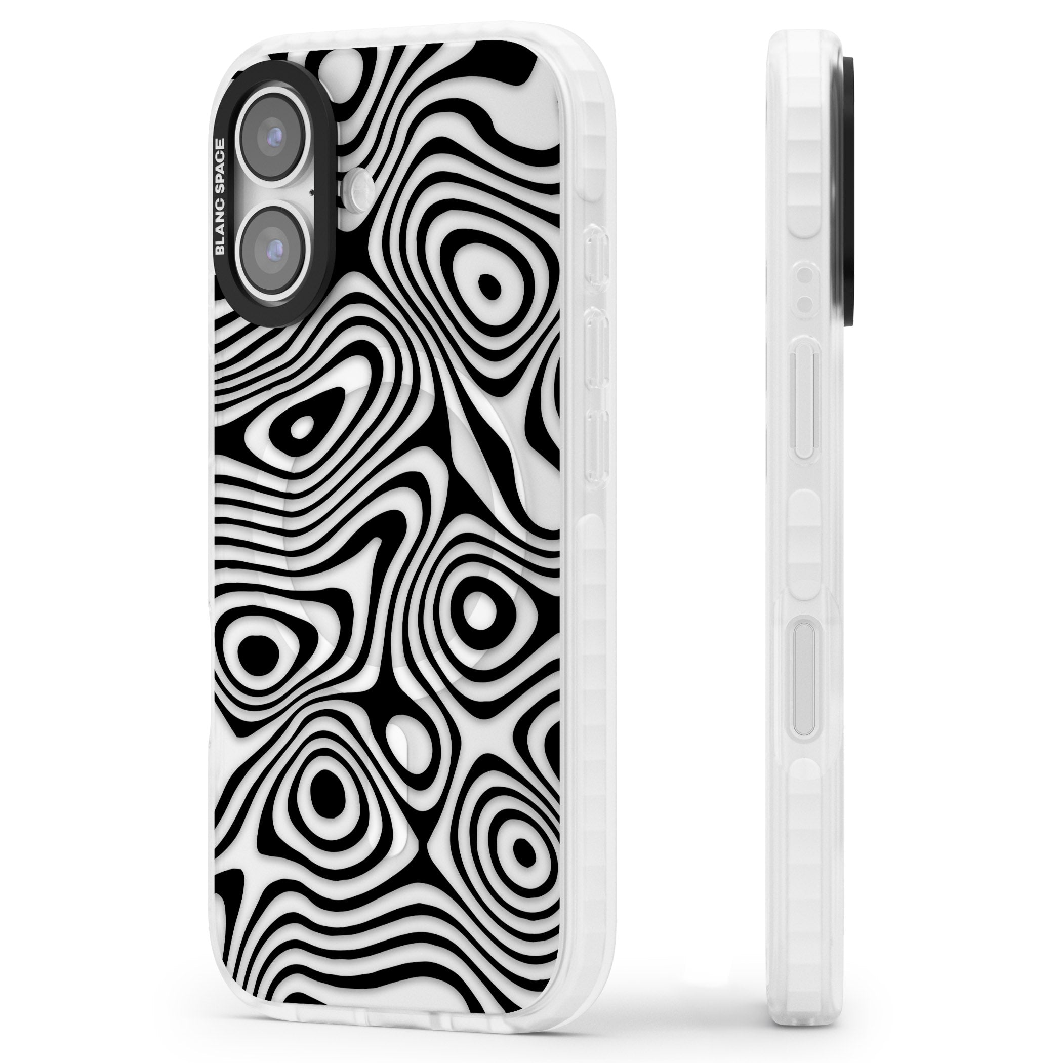 Dark Topographic Map iPhone 17 Impact Pro Clear Phone Case Side Profile