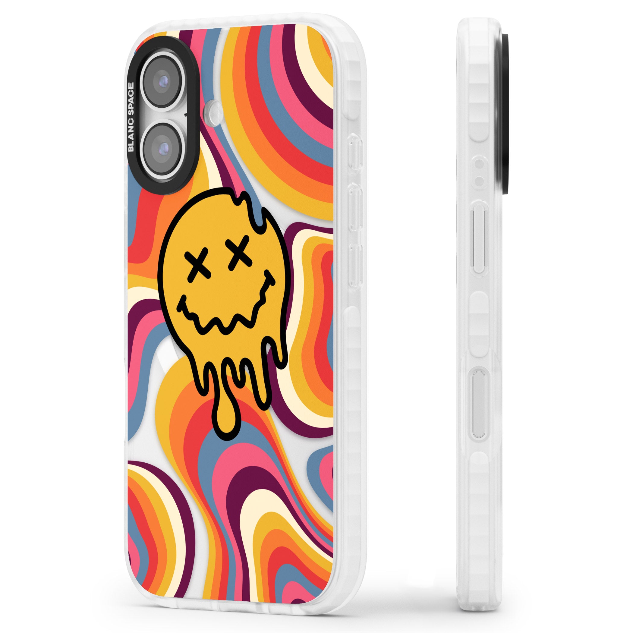 Trippy Face Melt iPhone 17 Impact Pro Clear Phone Case Side Profile