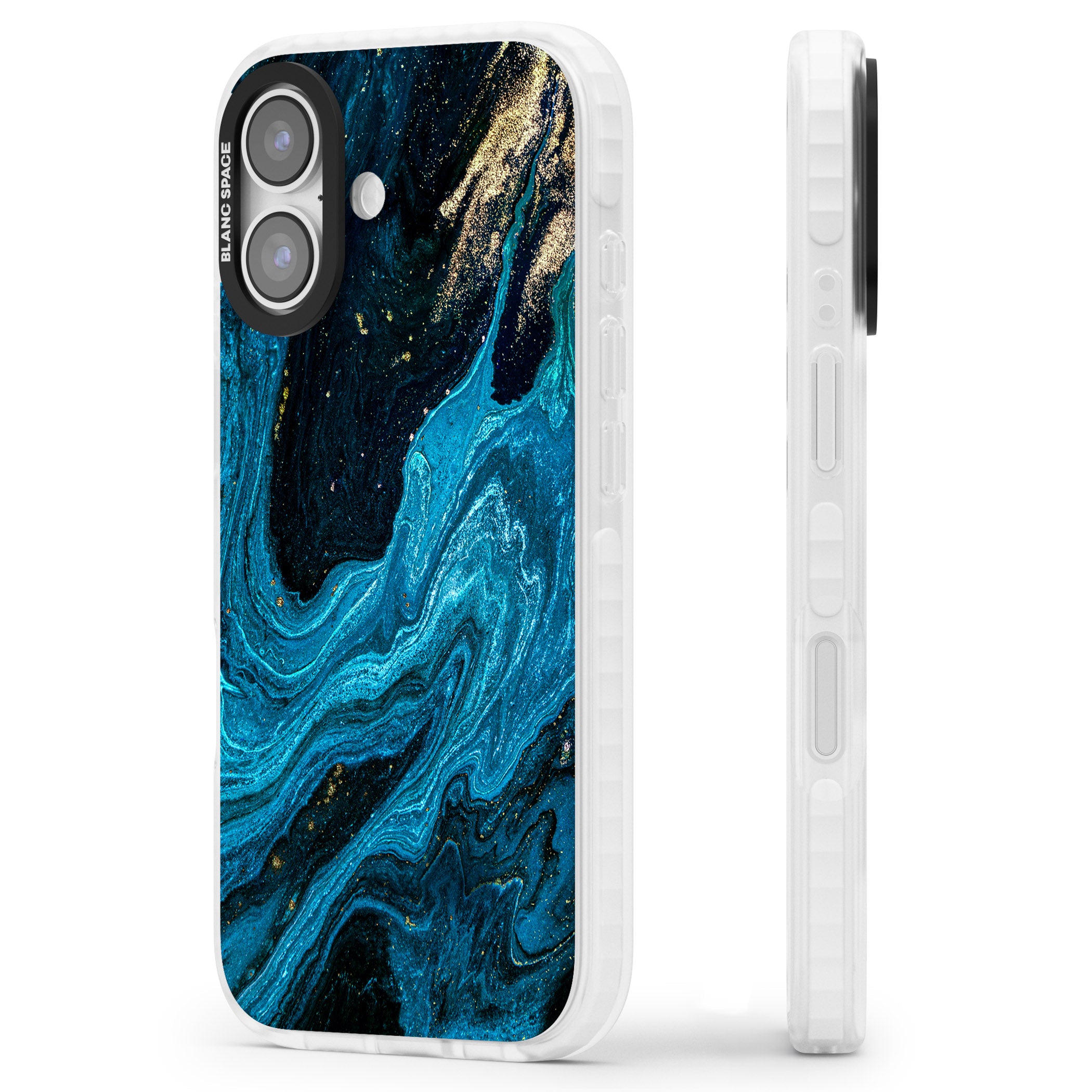 Saphire Lagoon iPhone 17 Impact Pro Clear Phone Case Side Profile