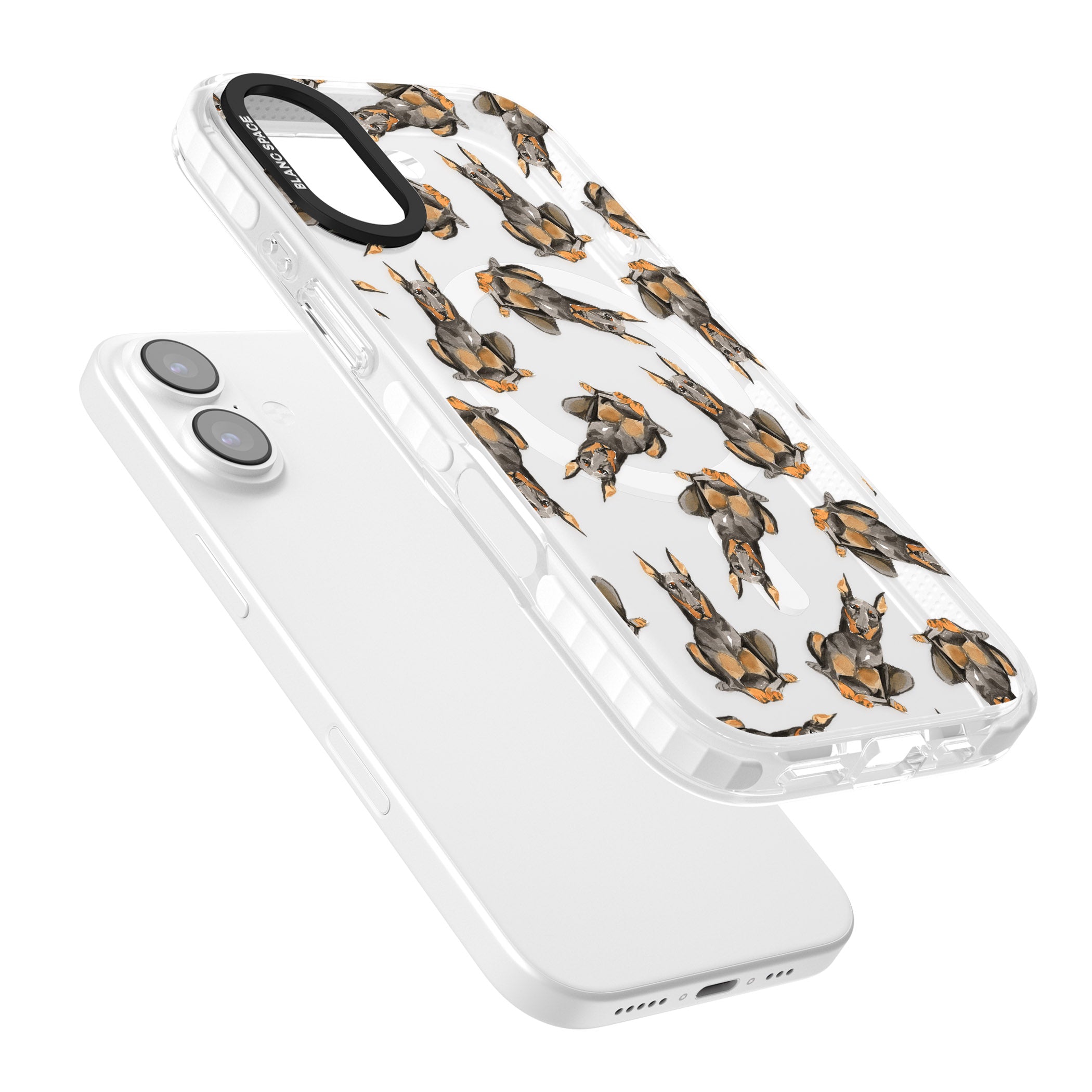 Doberman Watercolor Dog iPhone 17 Impact Pro Clear Phone Case Colours