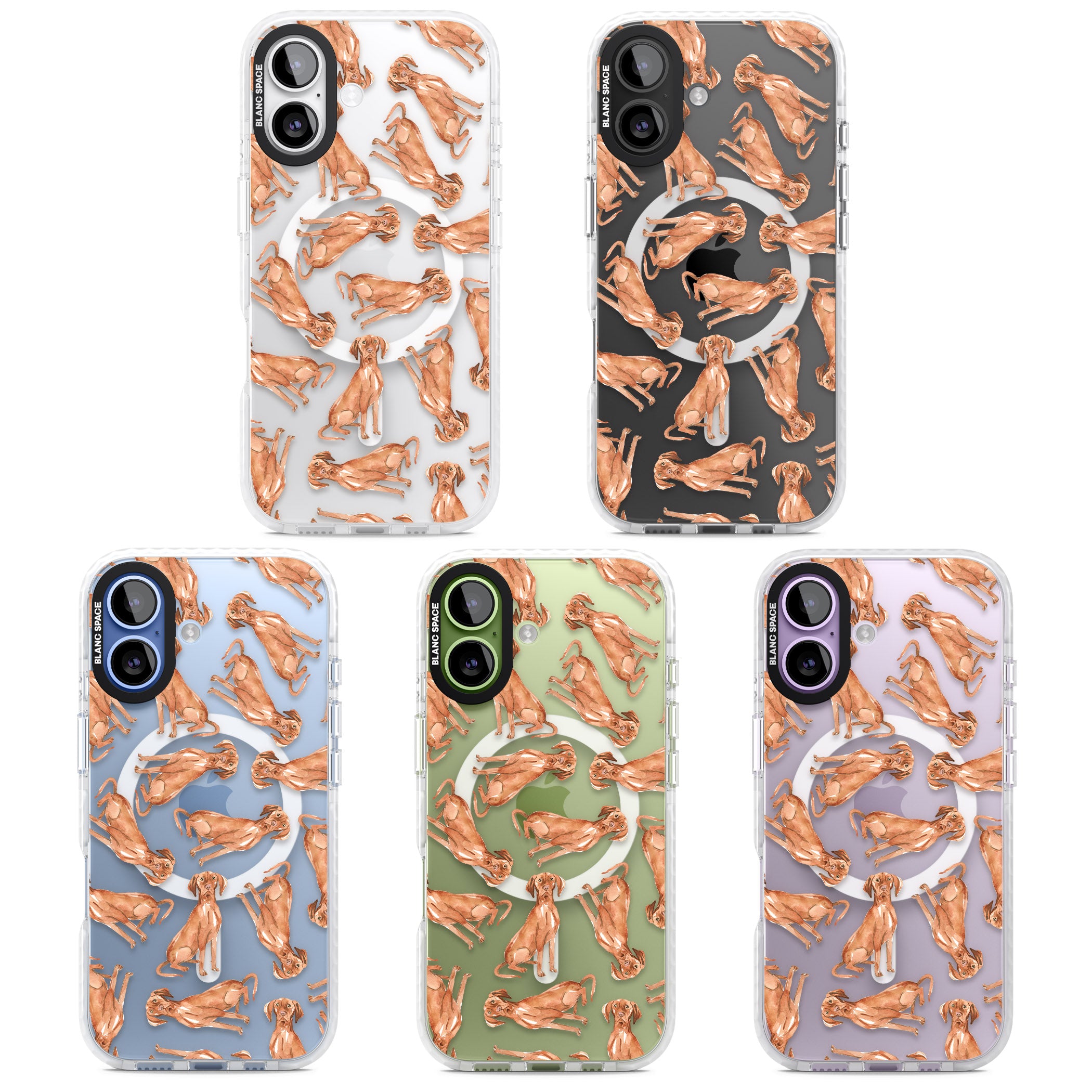 Hungarian Vizsla Watercolor Pattern iPhone 17 Impact Pro Clear Phone Case APT Impact Protection