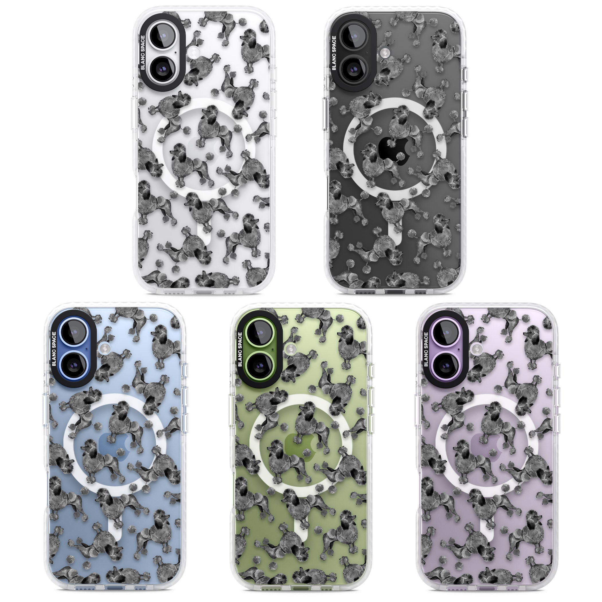 Poodle Pattern iPhone 17 Impact Pro Clear Phone Case APT Impact Protection