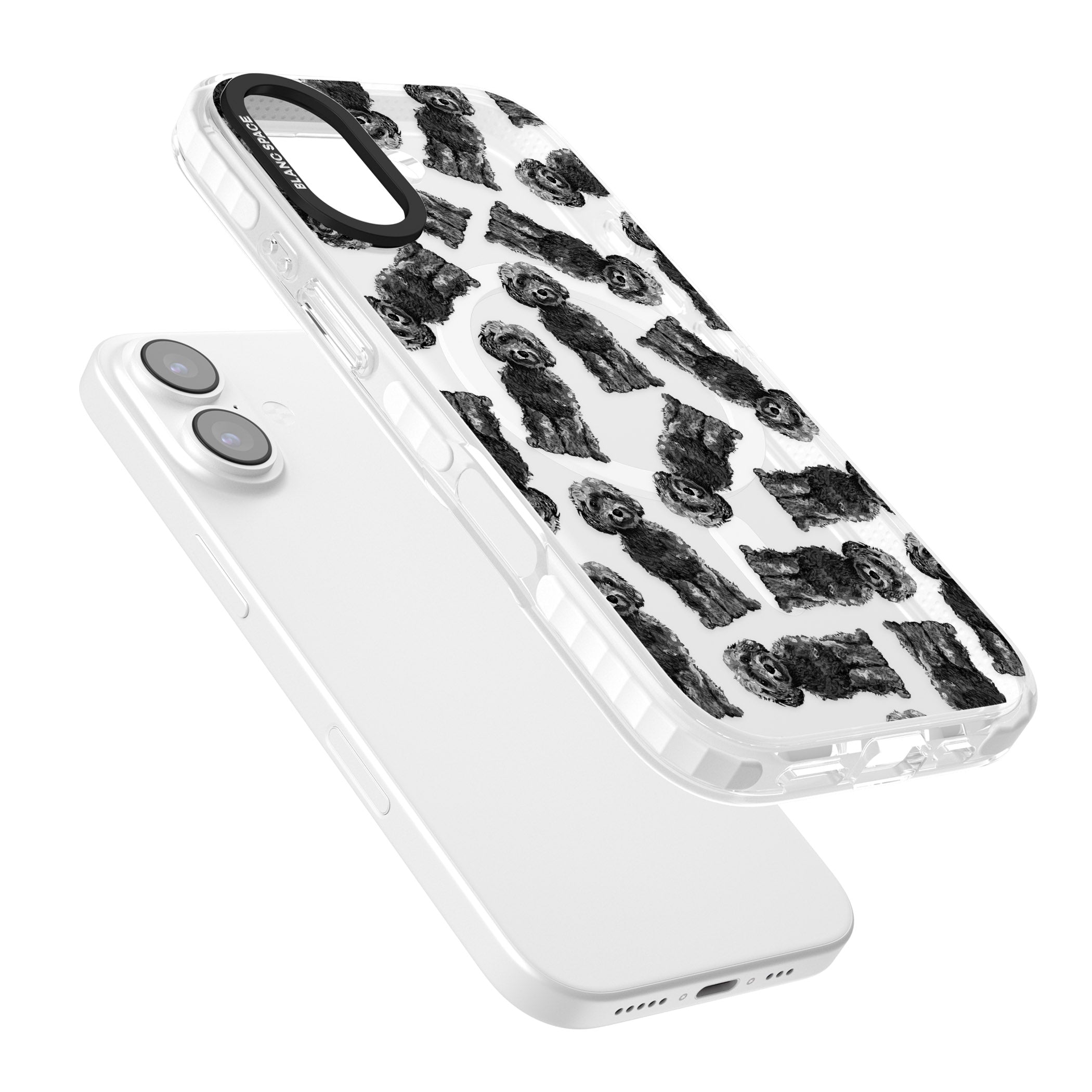 Black Cockapoo Watercolor iPhone 17 Impact Pro Clear Phone Case Colours