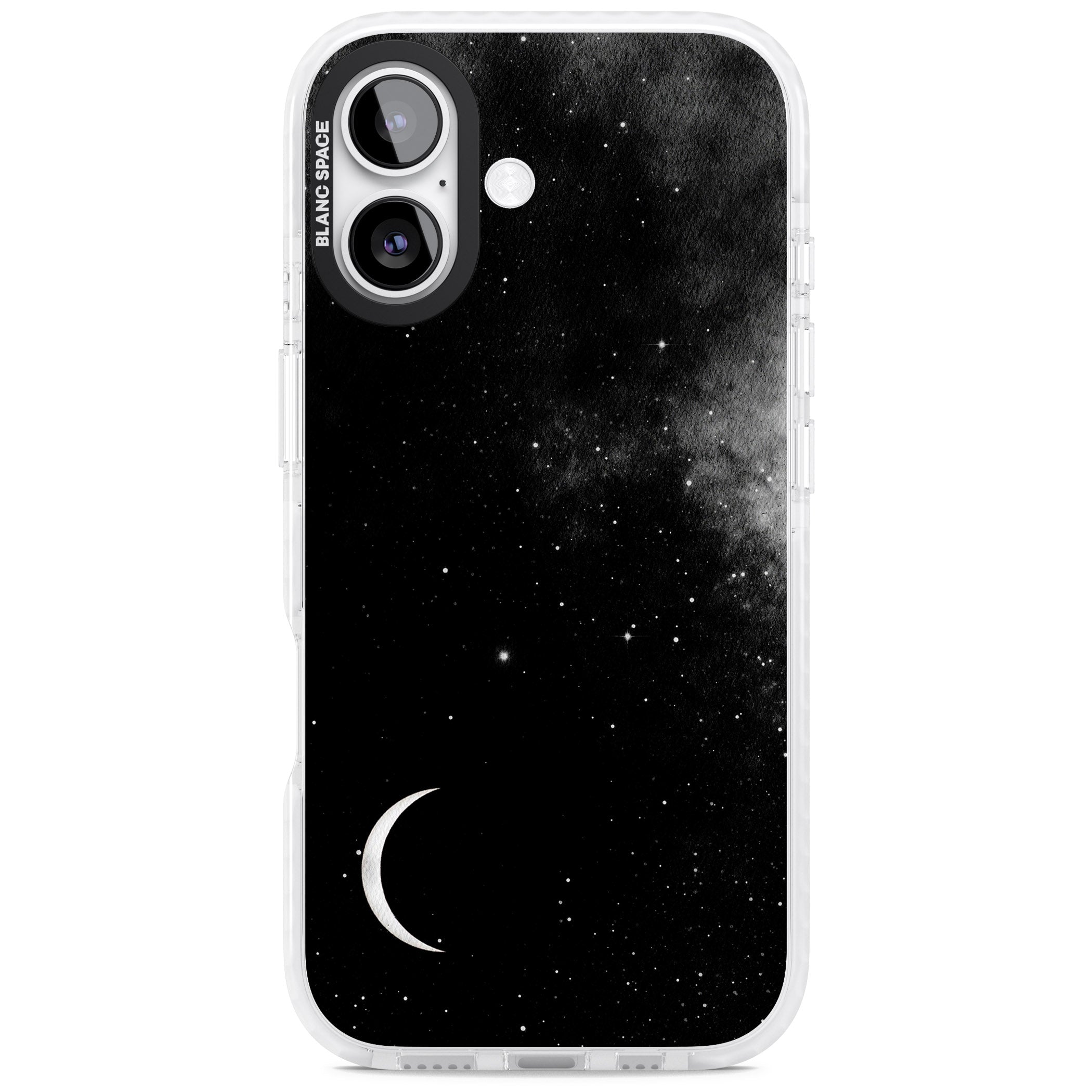 Night Sky Galaxies: Crescent Moon iPhone 17 Impact Pro Clear Phone Case