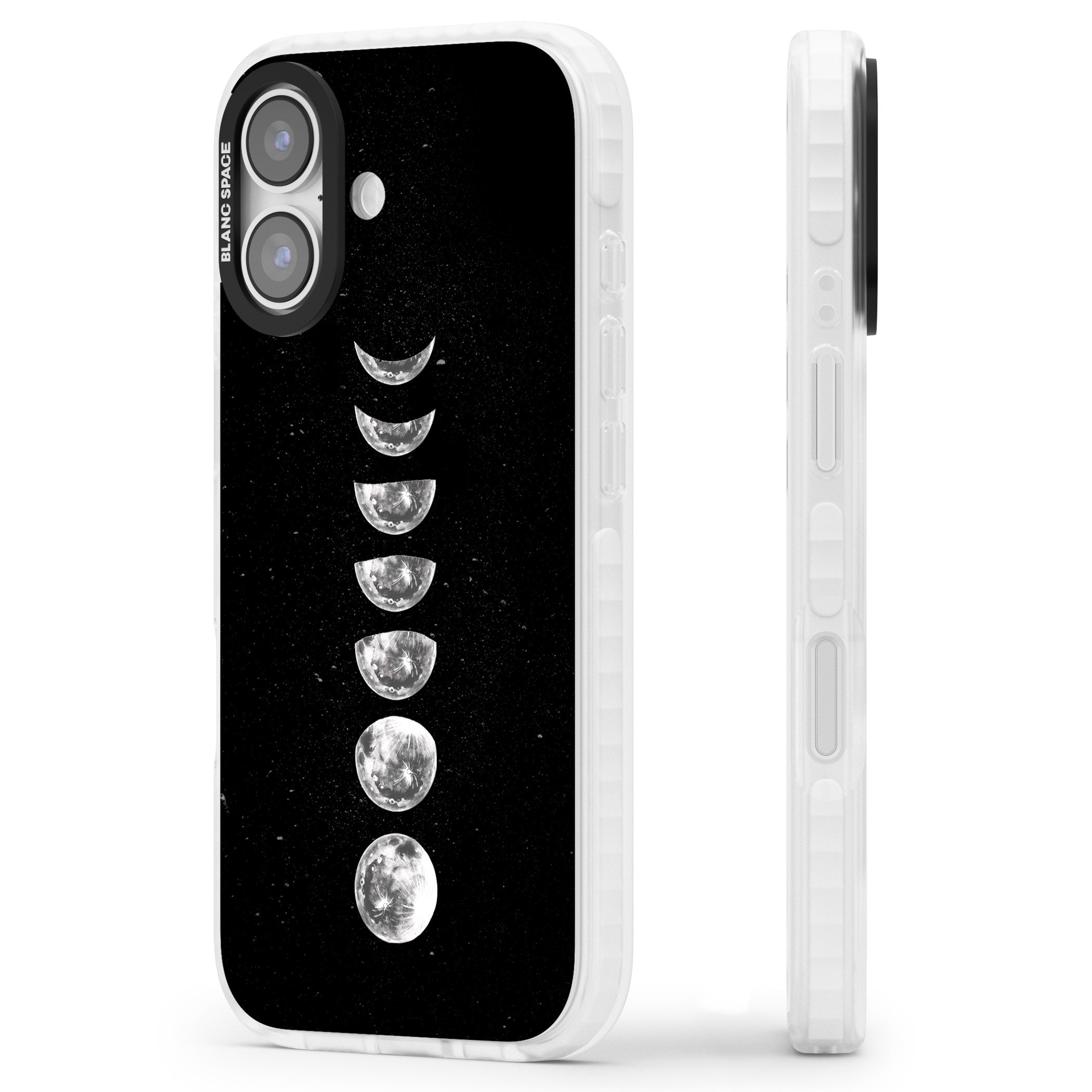 Light Watercolour Moons iPhone 17 Impact Pro Clear Phone Case Side Profile