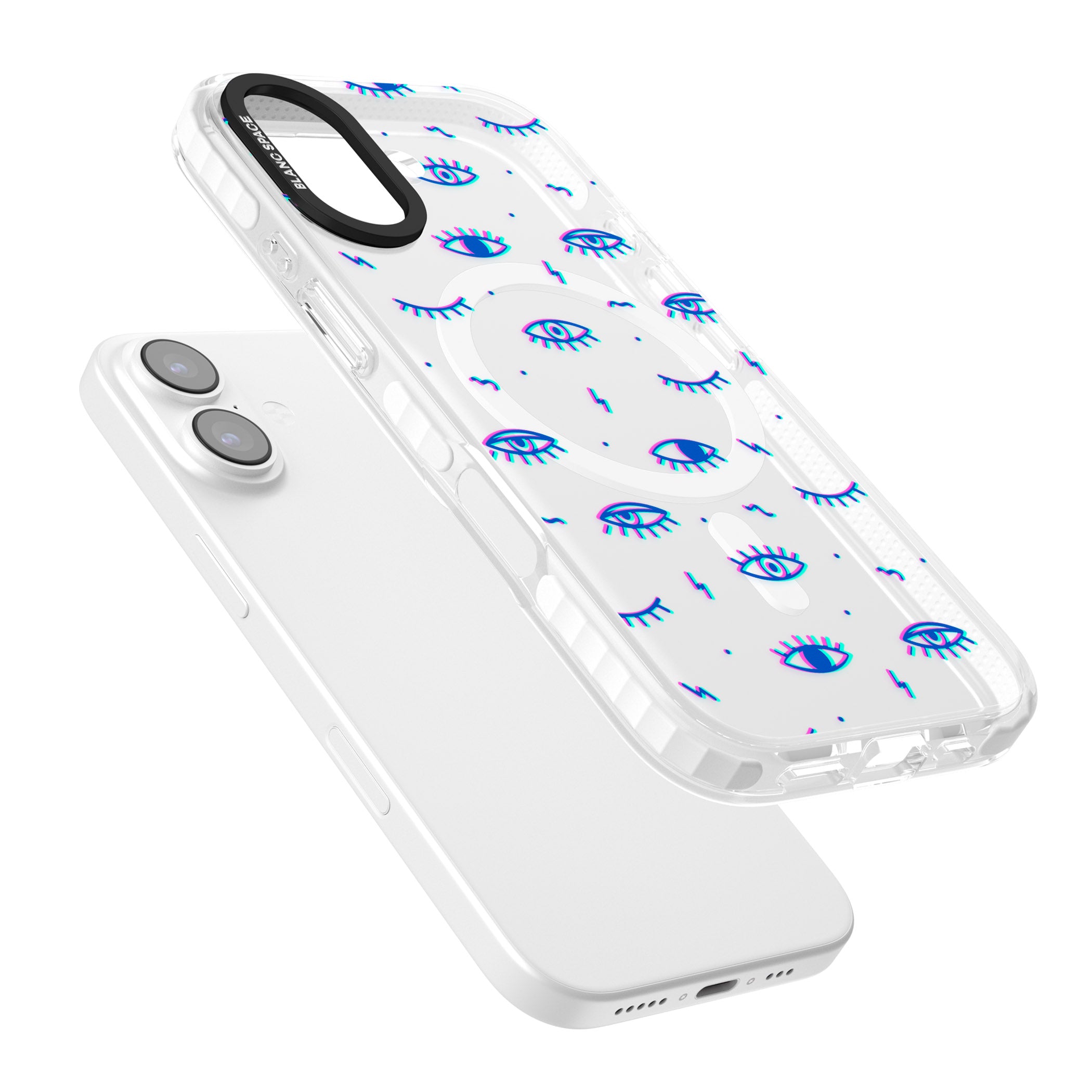 Duotone Psychedelic Eyes iPhone 17 Impact Pro Clear Phone Case Colours