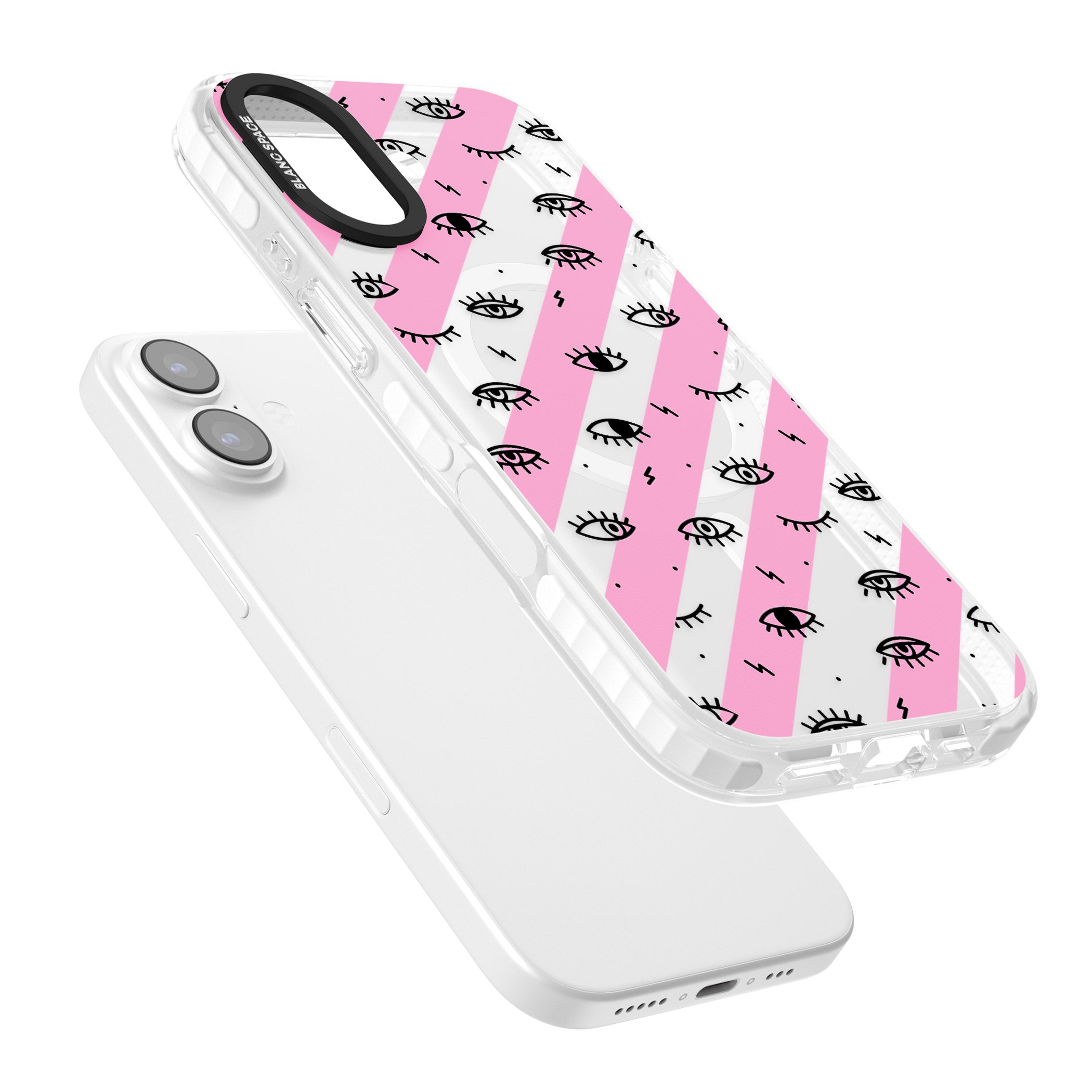 Pink Stripe Eyes iPhone 17 Impact Pro Clear Phone Case Colours