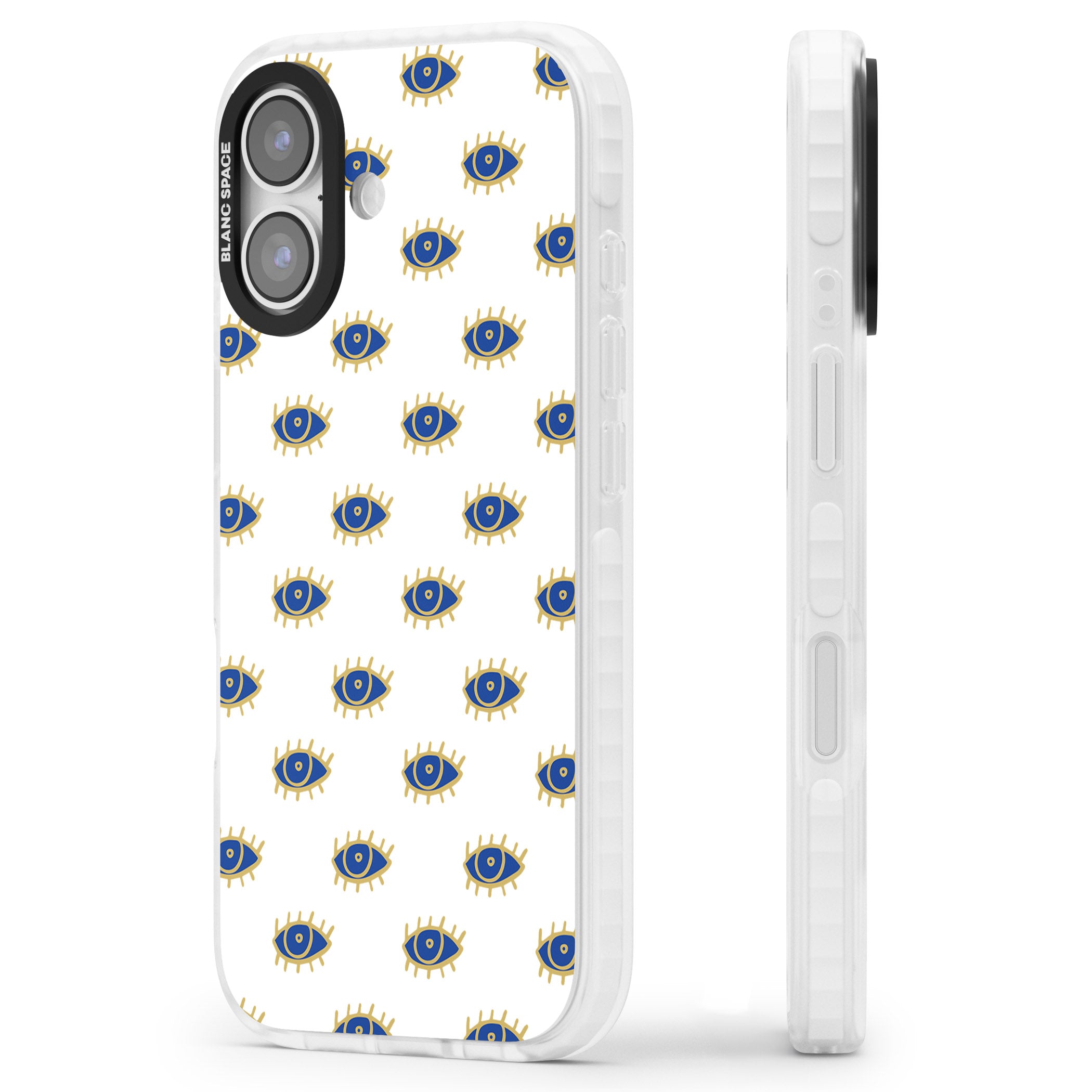 Gold Eye Pattern iPhone 17 Impact Pro Clear Phone Case Side Profile