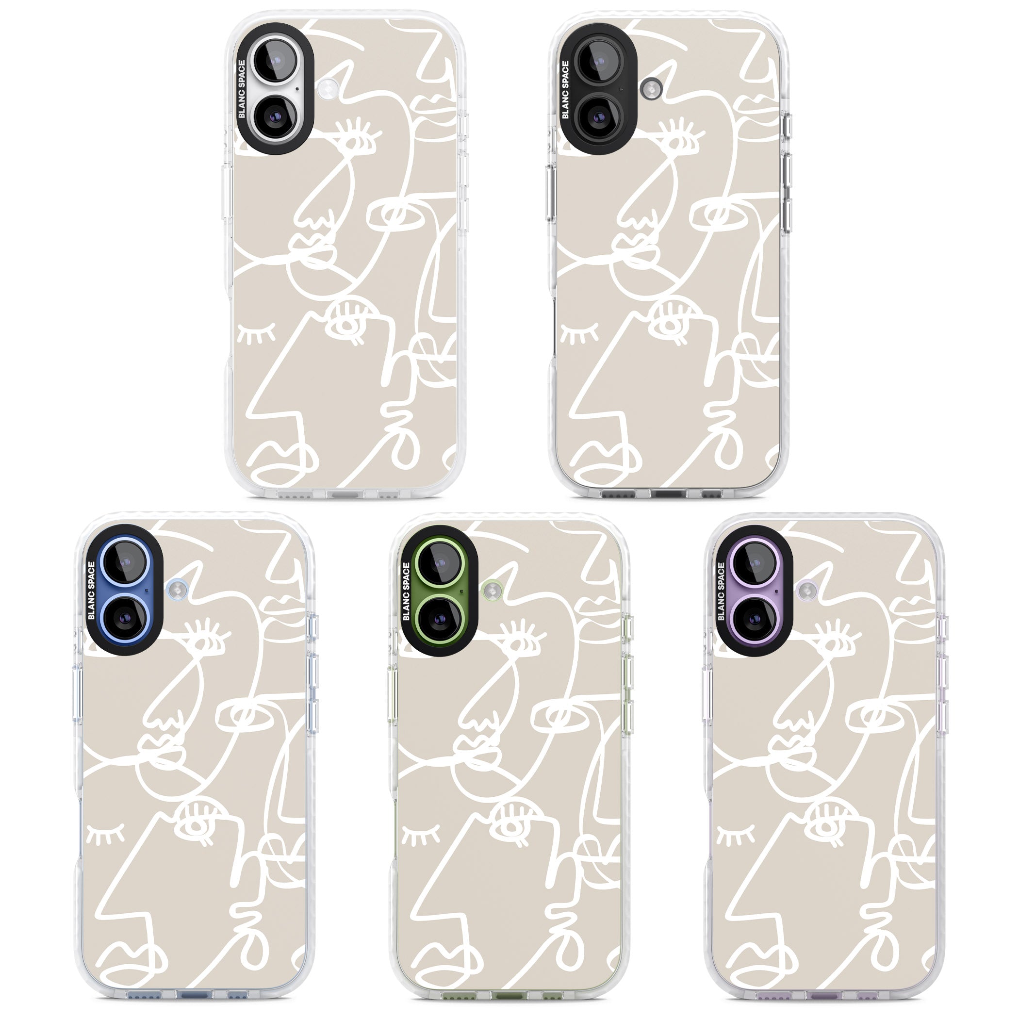 Abstract Line Art White Beige iPhone 17 Impact Pro Clear Phone Case APT Impact Protection