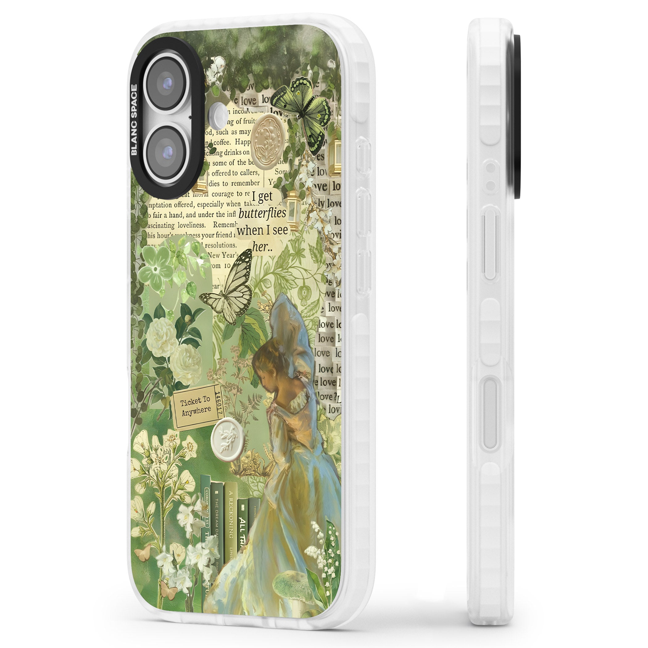 Vintage Green Fairy iPhone 17 Impact Pro Clear Phone Case Side Profile