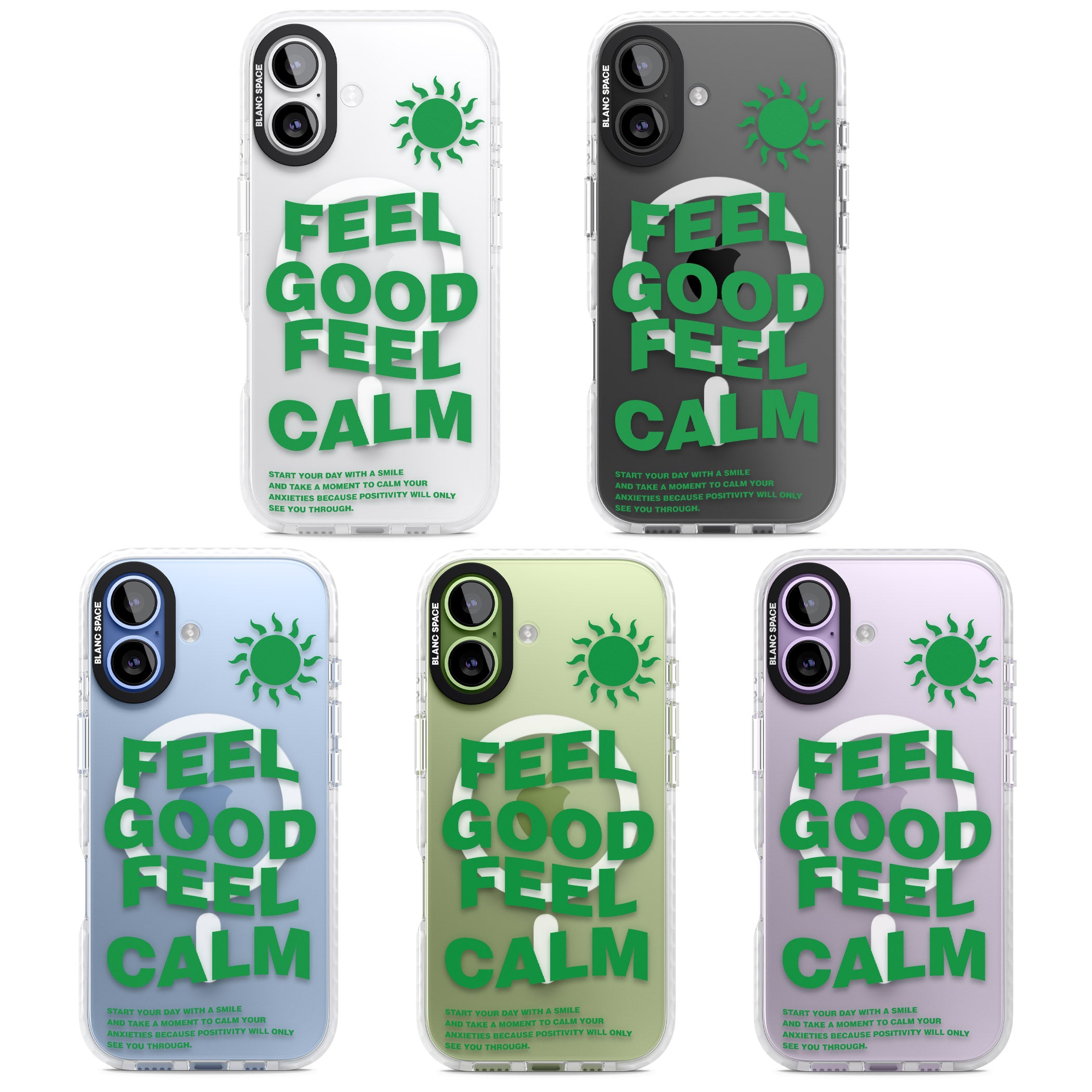 Feel Good Feel Calm (Green) iPhone 17 Impact Pro Clear Phone Case APT Impact Protection