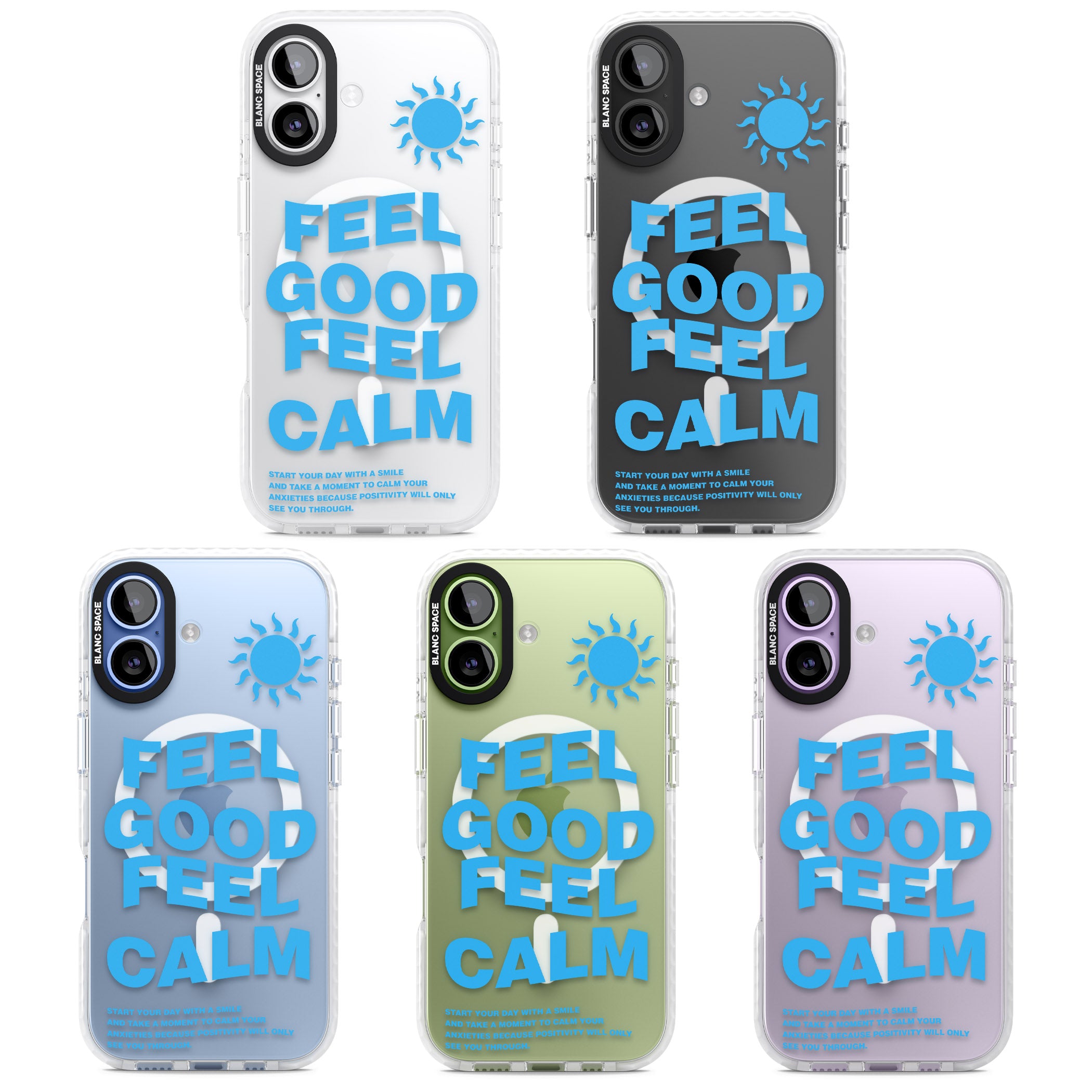 Feel Good Feel Calm (Blue) iPhone 17 Impact Pro Clear Phone Case APT Impact Protection
