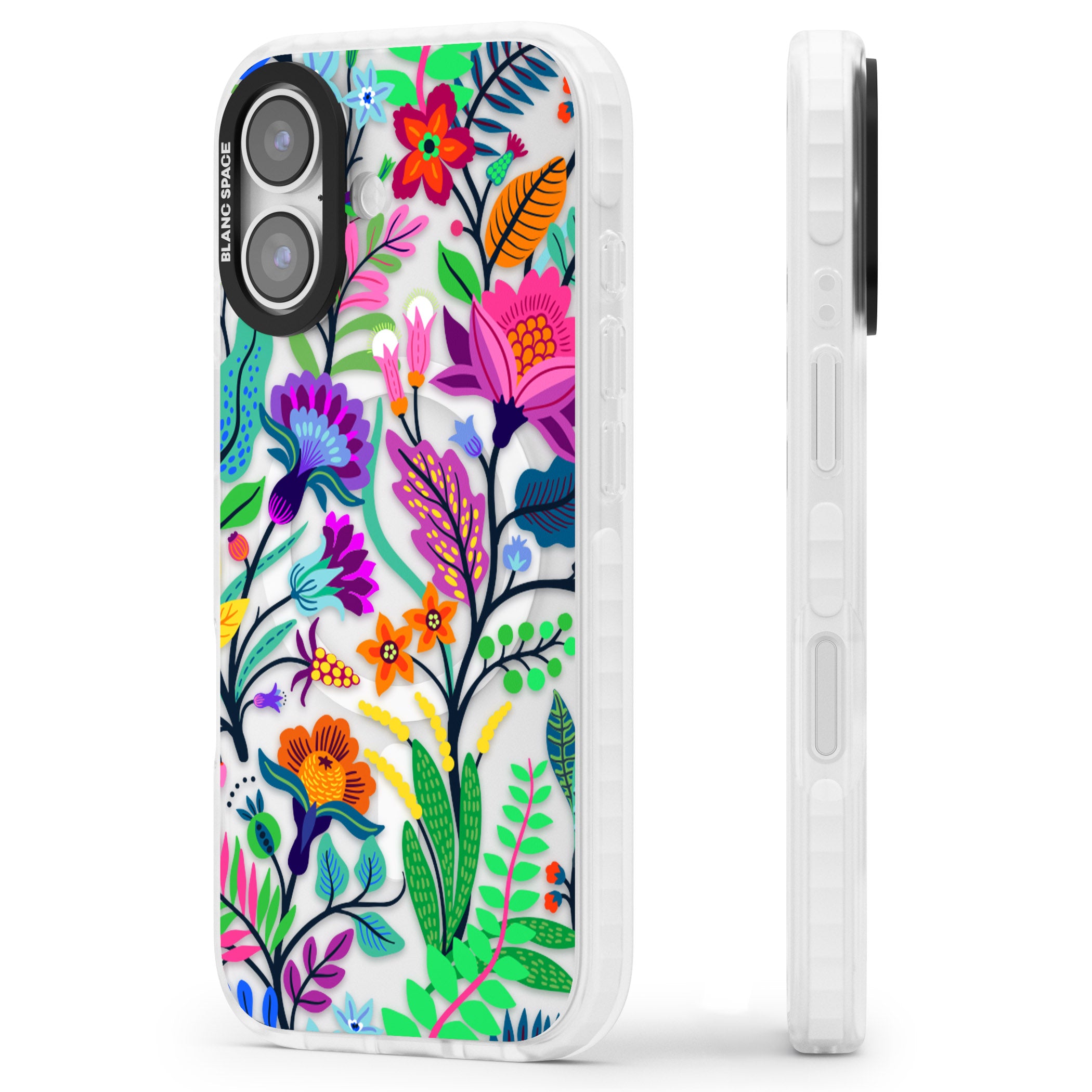 Floral Vibe iPhone 17 Impact Pro Clear Phone Case Side Profile