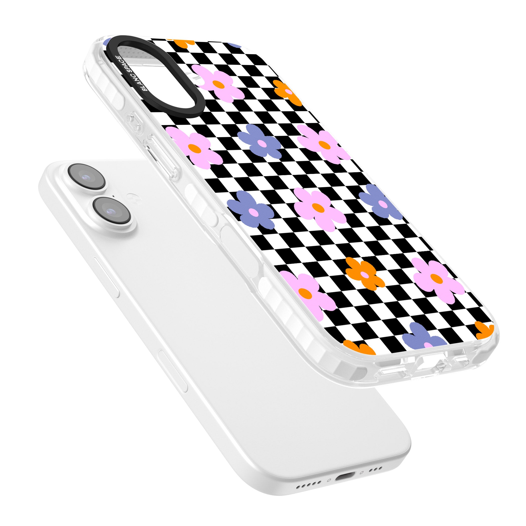Checkered Blossom iPhone 17 Impact Pro Clear Phone Case Colours