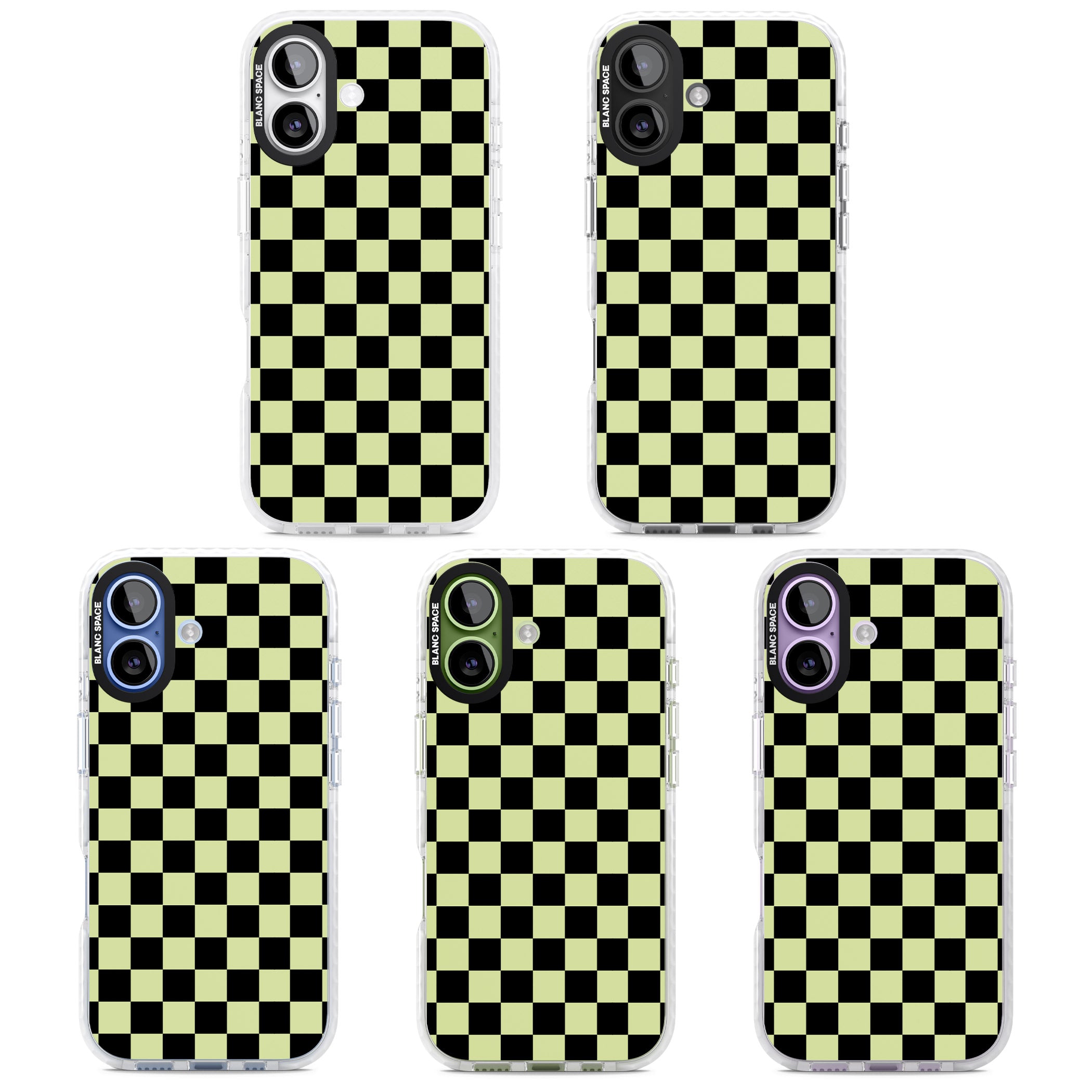 Black & Lime Check iPhone 17 Impact Pro Clear Phone Case APT Impact Protection