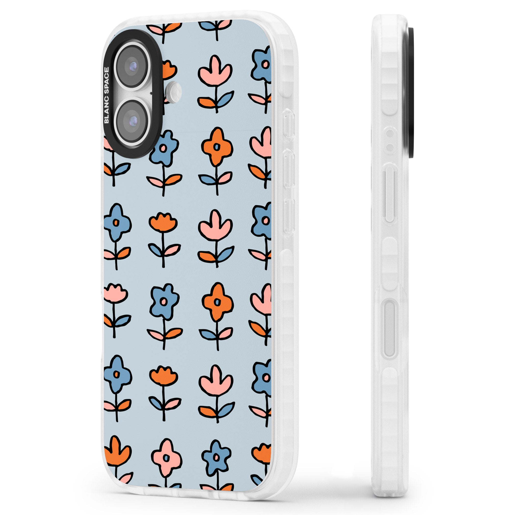 Vintage Floral Array iPhone 17 Impact Pro Clear Phone Case Side Profile