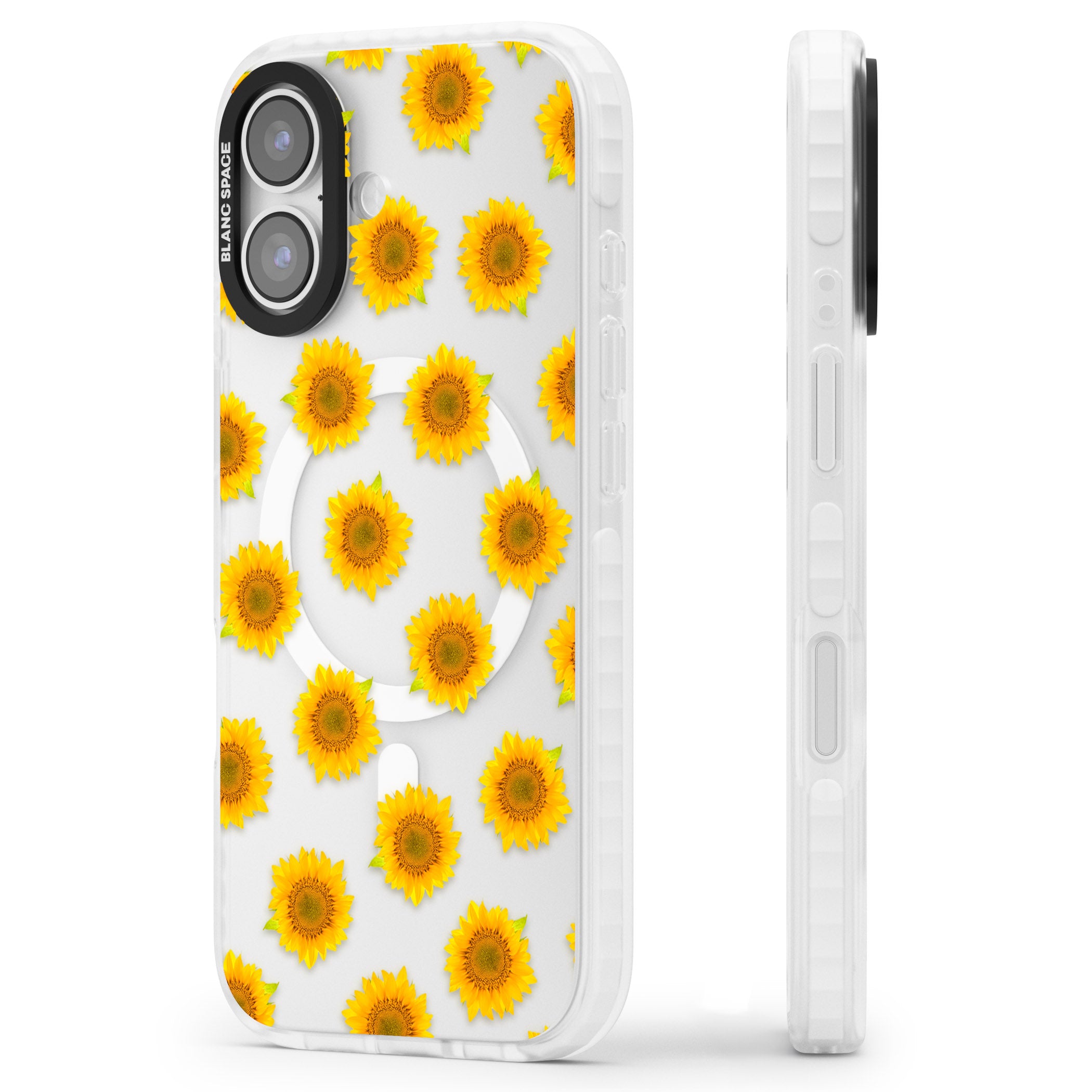 Sunflower Flourish iPhone 17 Impact Pro Clear Phone Case Side Profile