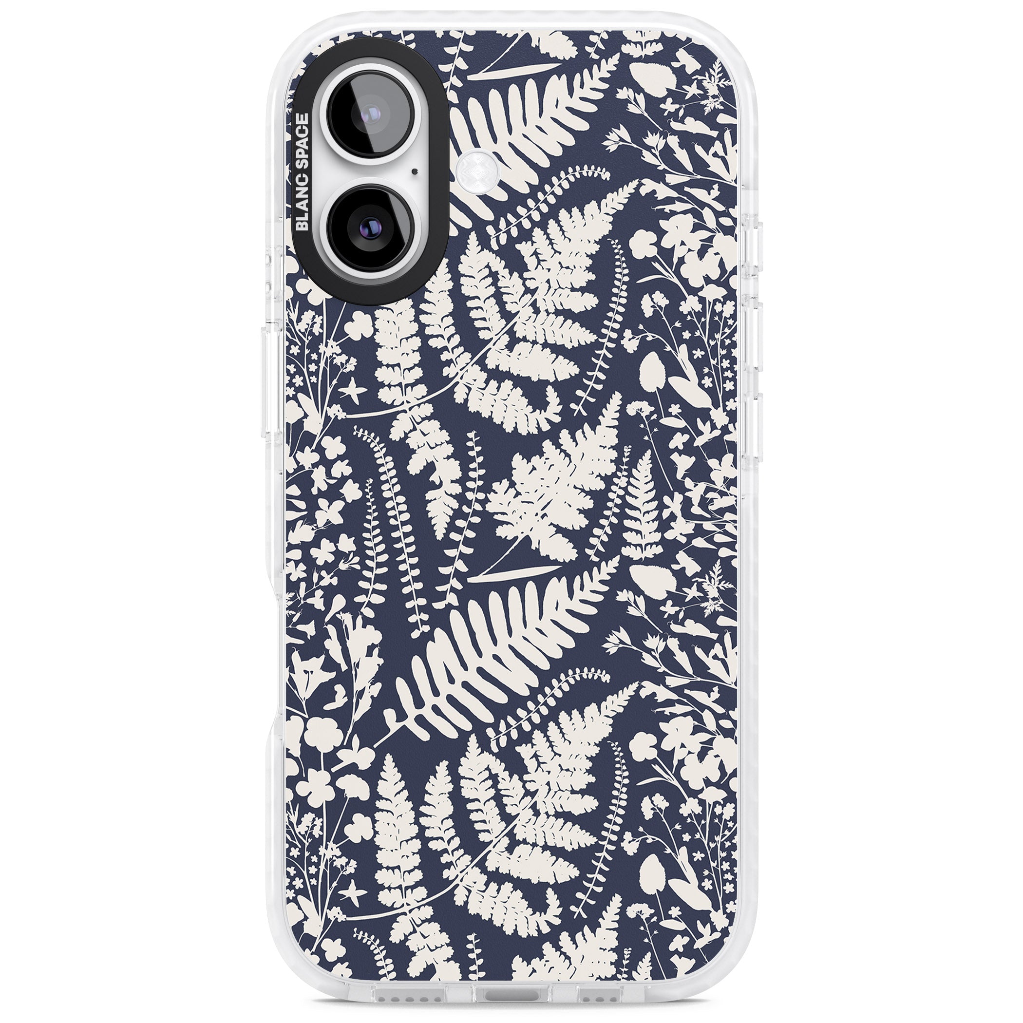 Wildflowers & Ferns On Navy iPhone 17 Impact Pro Clear Phone Case
