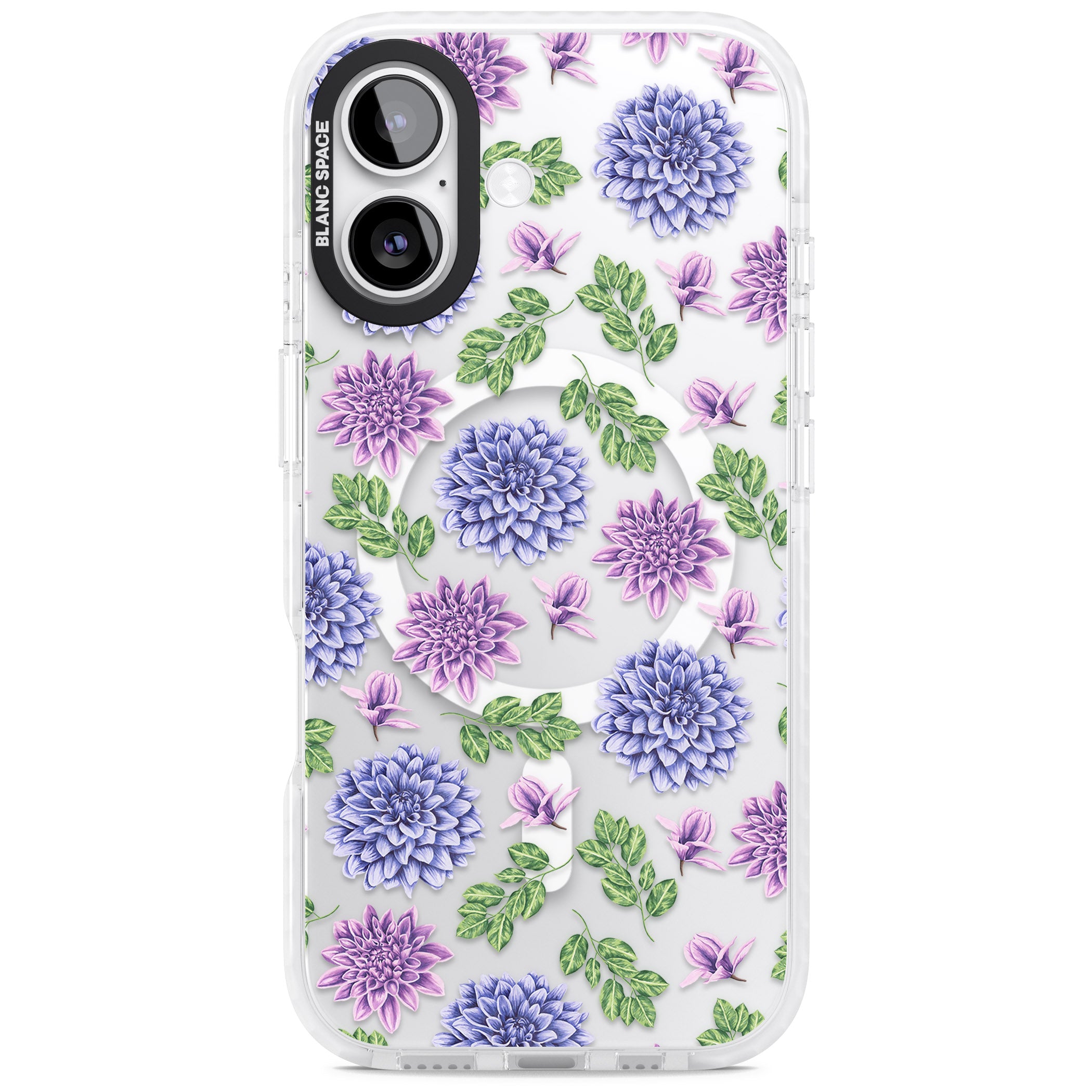 Purple Dahlias Floral iPhone 17 Impact Pro Clear Phone Case