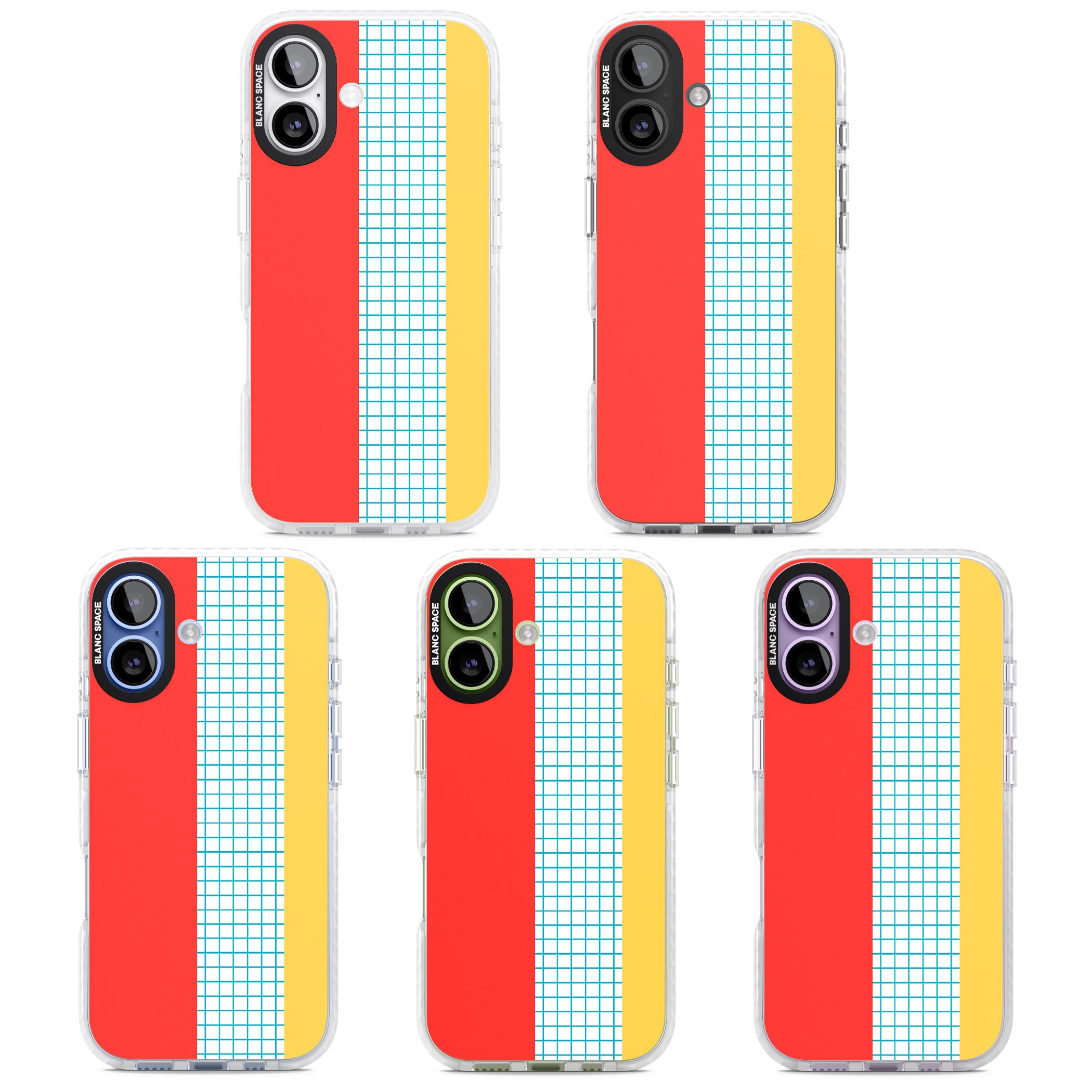 Abstract Grid Red, Blue, Yellow iPhone 17 Impact Pro Clear Phone Case APT Impact Protection