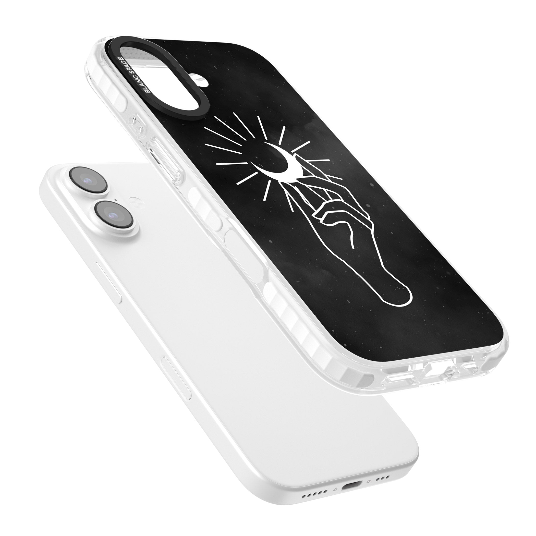 Hand Holding Celestial Moon iPhone 17 Impact Pro Clear Phone Case Colours
