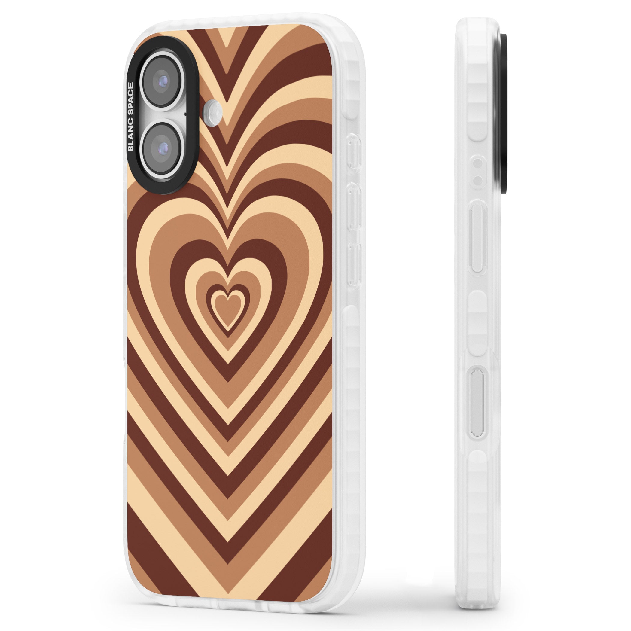 Latte Heart Illusion iPhone 17 Impact Pro Clear Phone Case Side Profile
