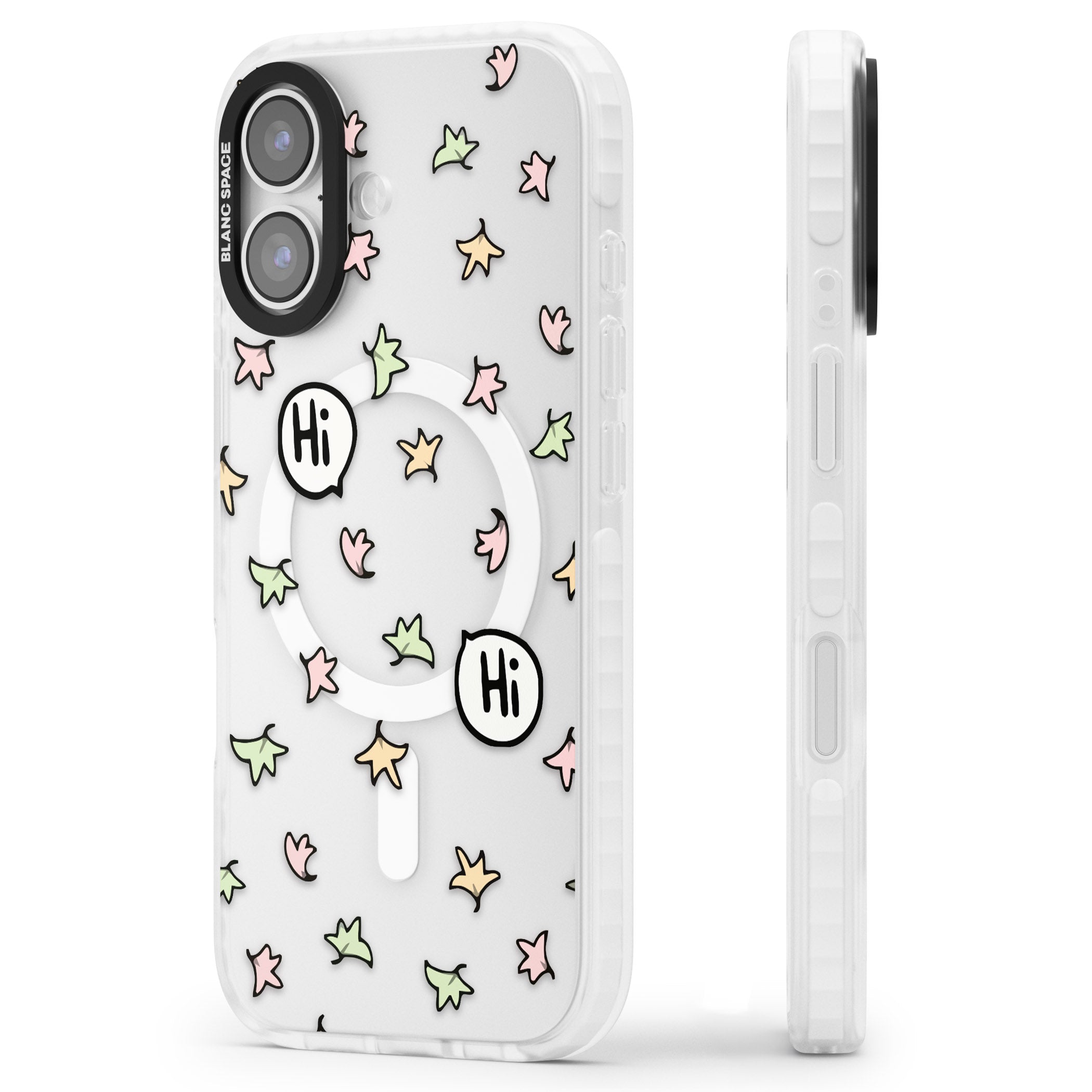 Heartstopper Leaves Pattern iPhone 17 Impact Pro Clear Phone Case Side Profile