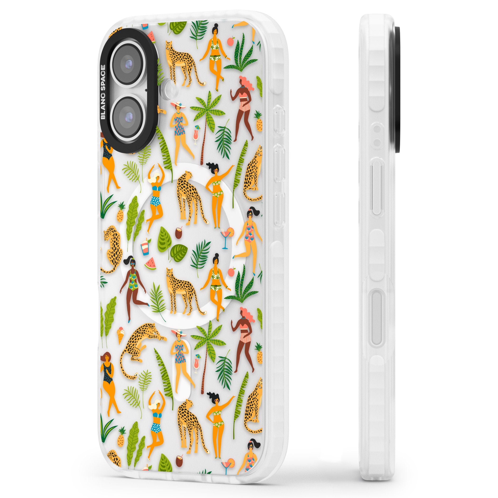 Tropical Party Vibes iPhone 17 Impact Pro Clear Phone Case Side Profile